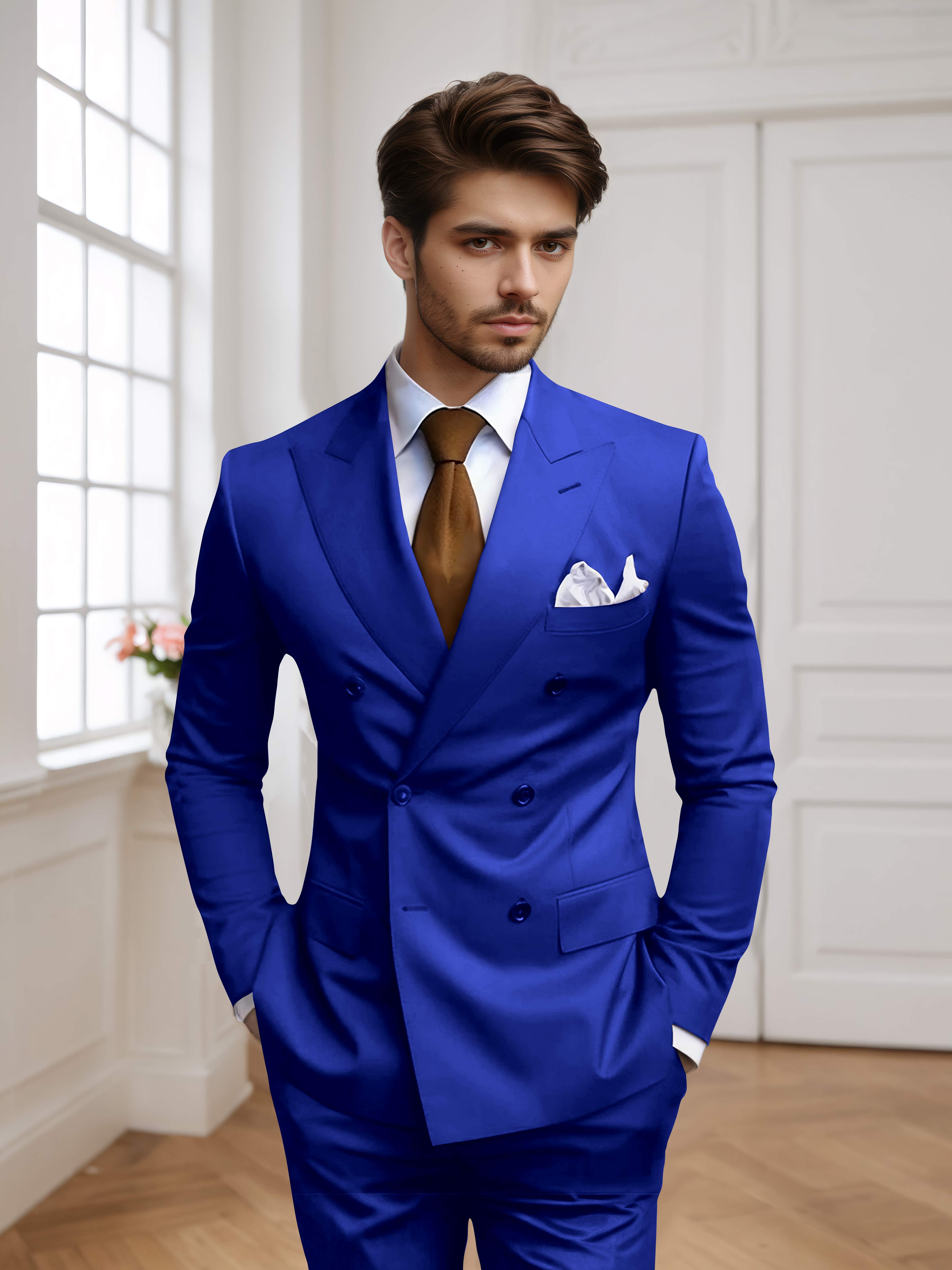 Costume Homme 2 Pièces Ajusté À Double Boutonnage