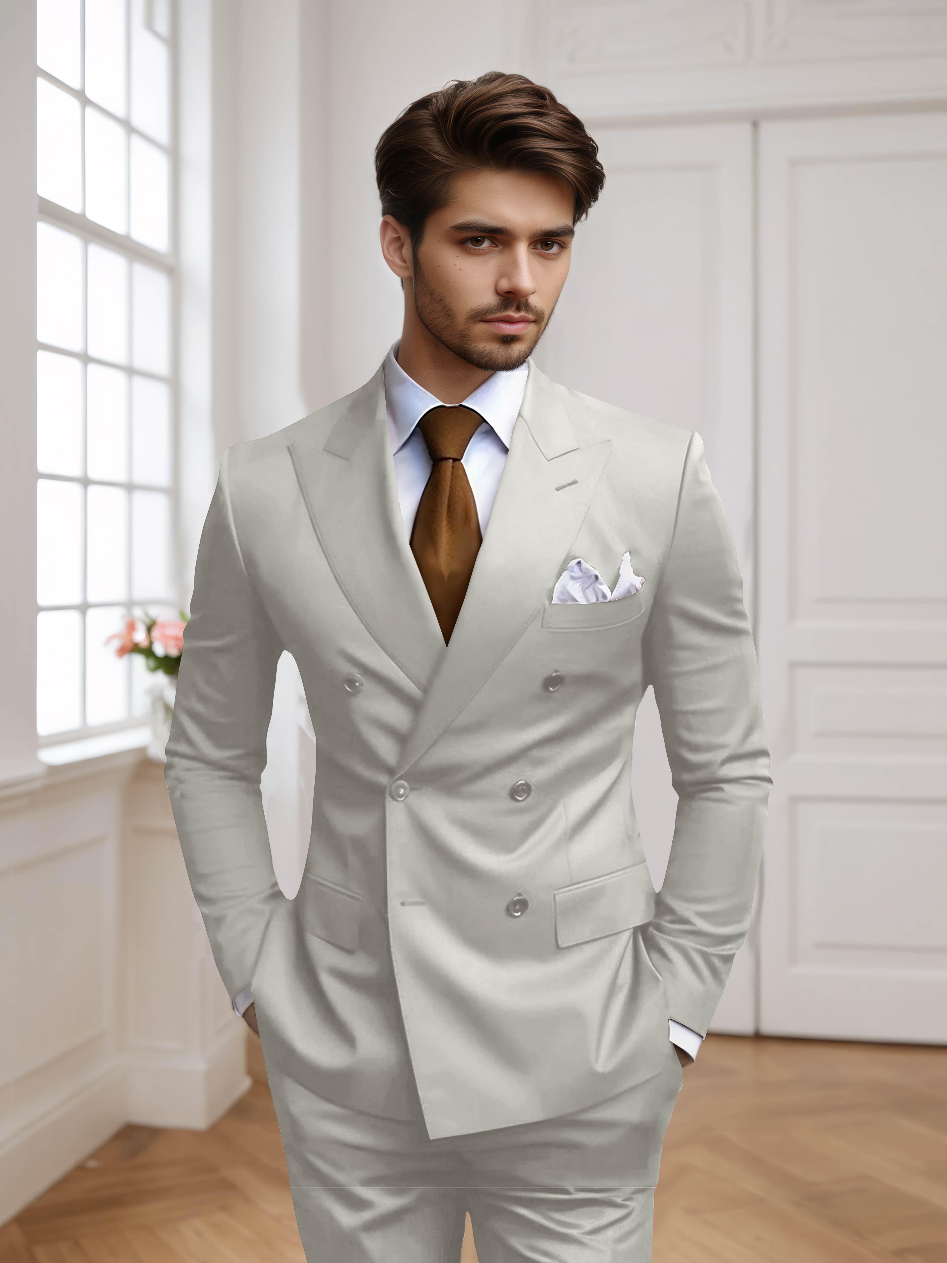 Costume Homme 2 Pièces Ajusté À Double Boutonnage