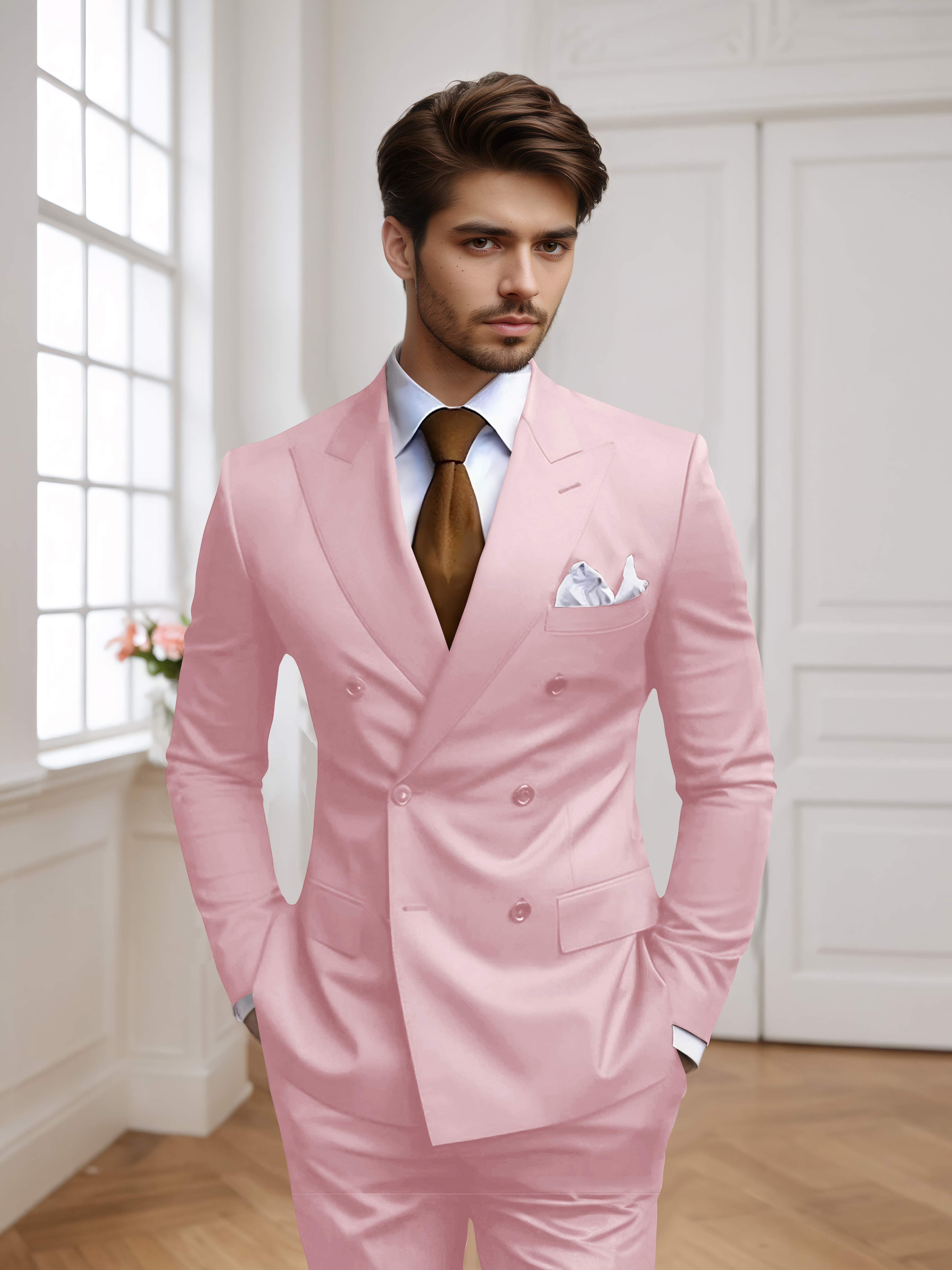 Costume Homme 2 Pièces Ajusté À Double Boutonnage