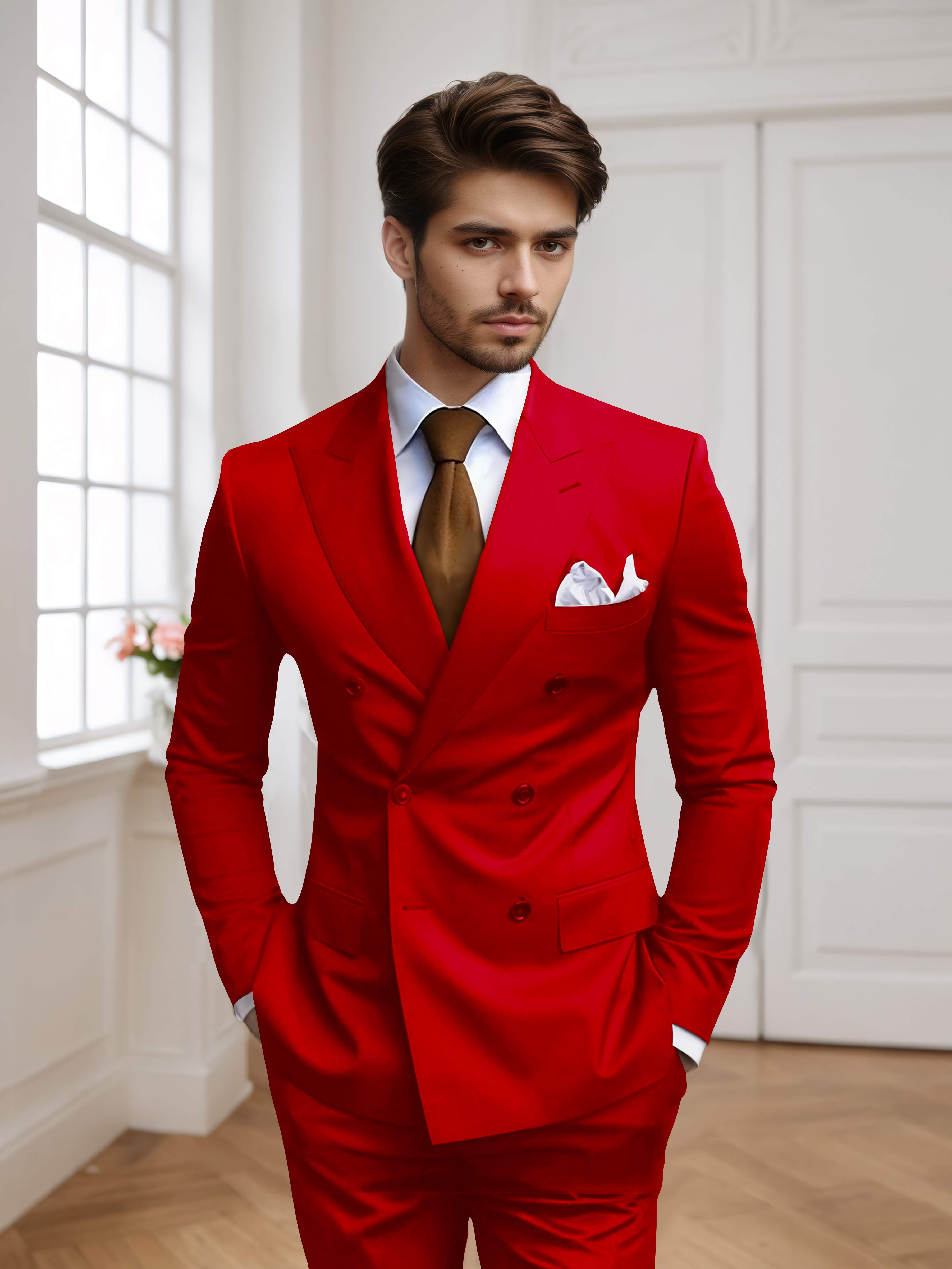 Costume Homme 2 Pièces Ajusté À Double Boutonnage