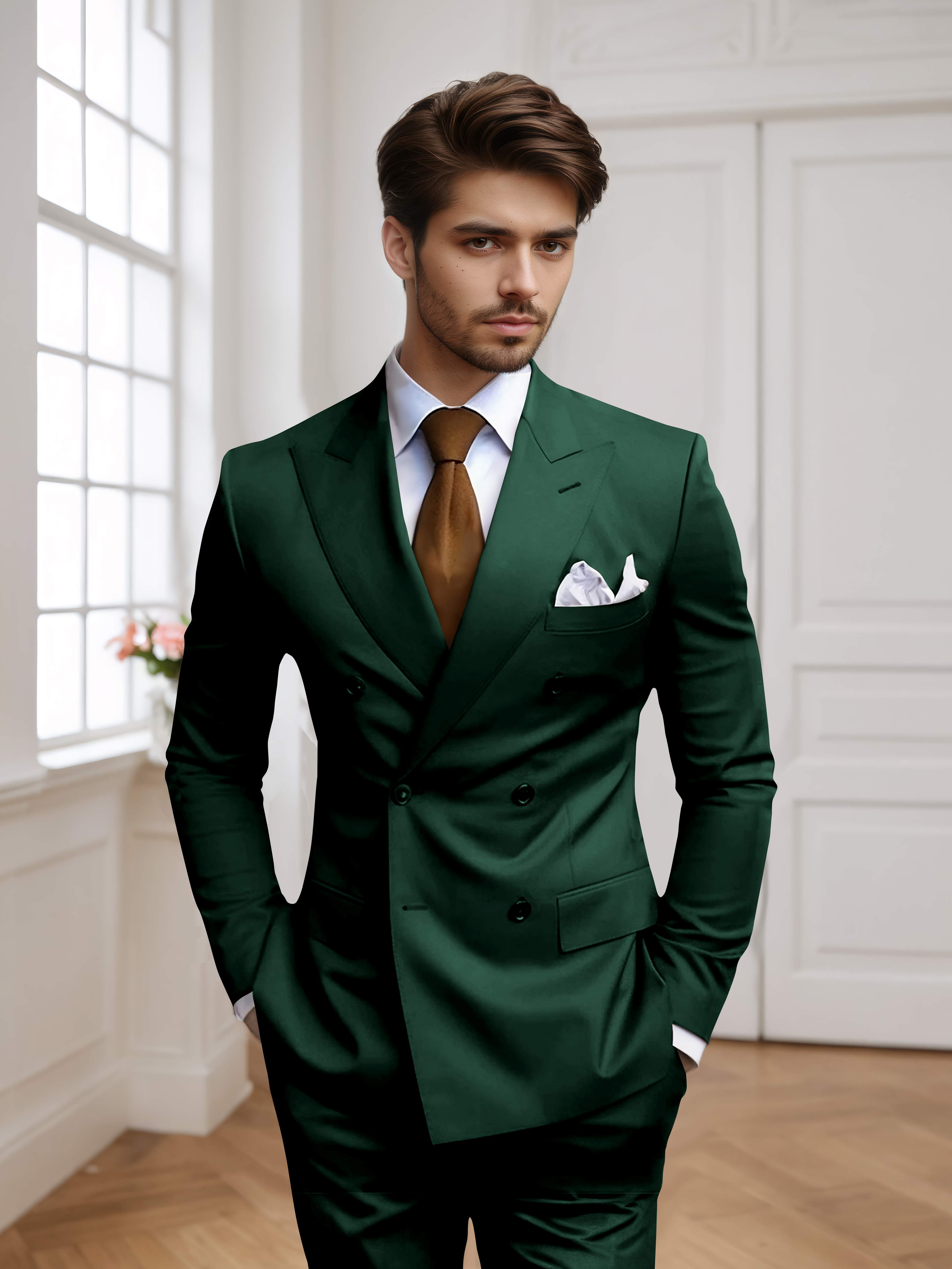 Costume Homme 2 Pièces Ajusté À Double Boutonnage