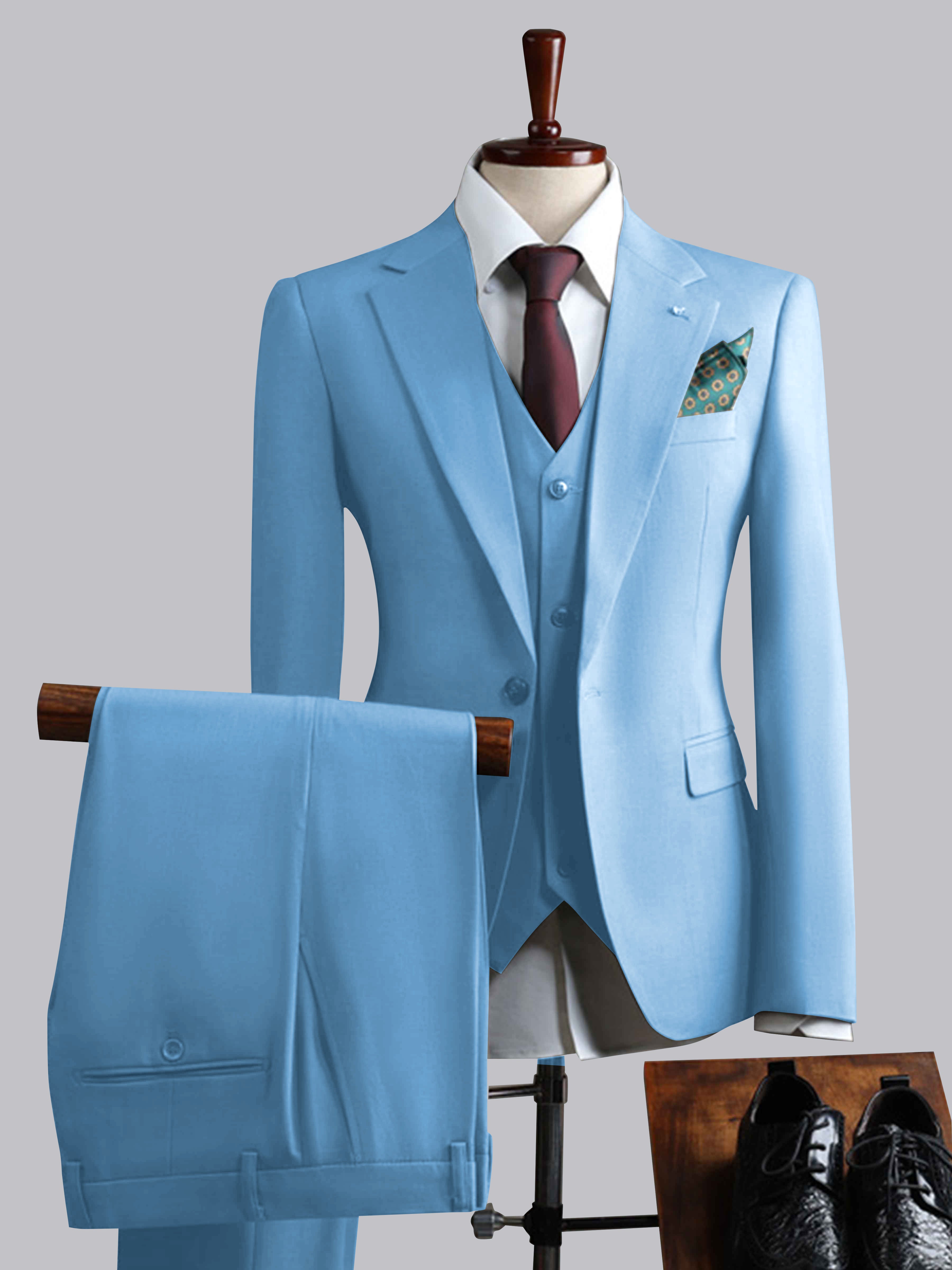 Costume Homme 3 Pièces À Un Bouton Ajusté Classique