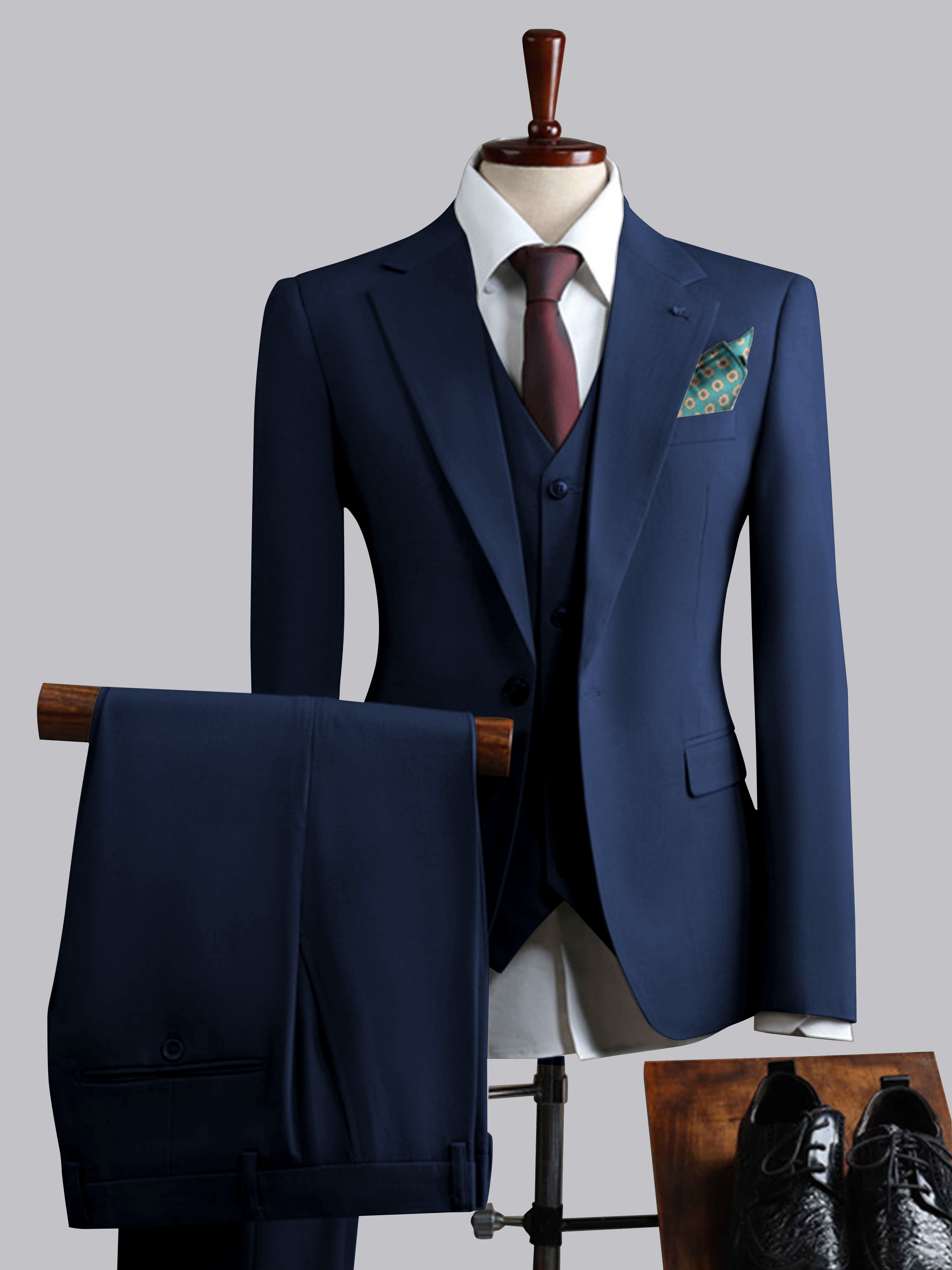 Costume Homme 3 Pièces À Un Bouton Ajusté Classique