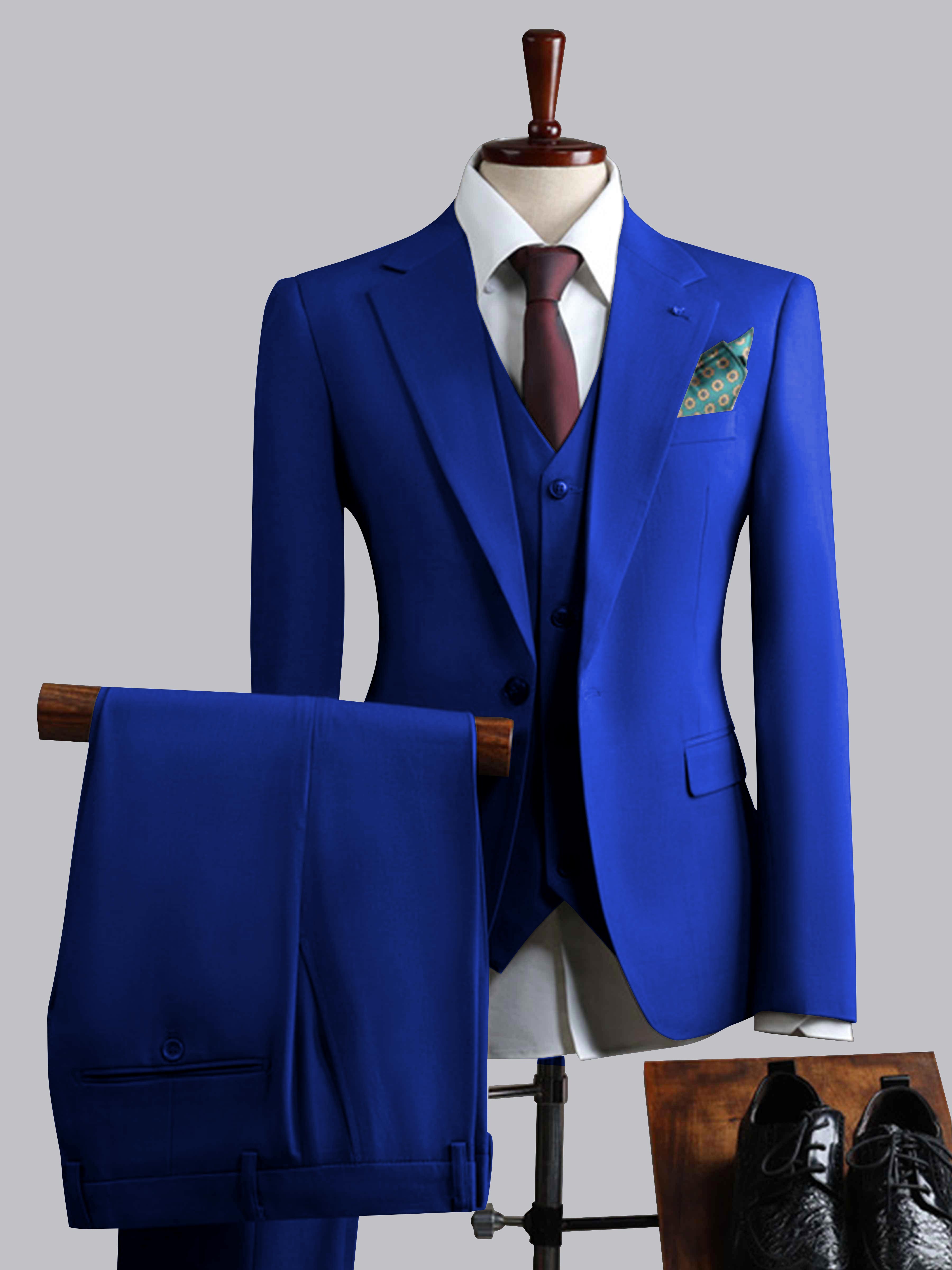 Costume Homme 3 Pièces À Un Bouton Ajusté Classique