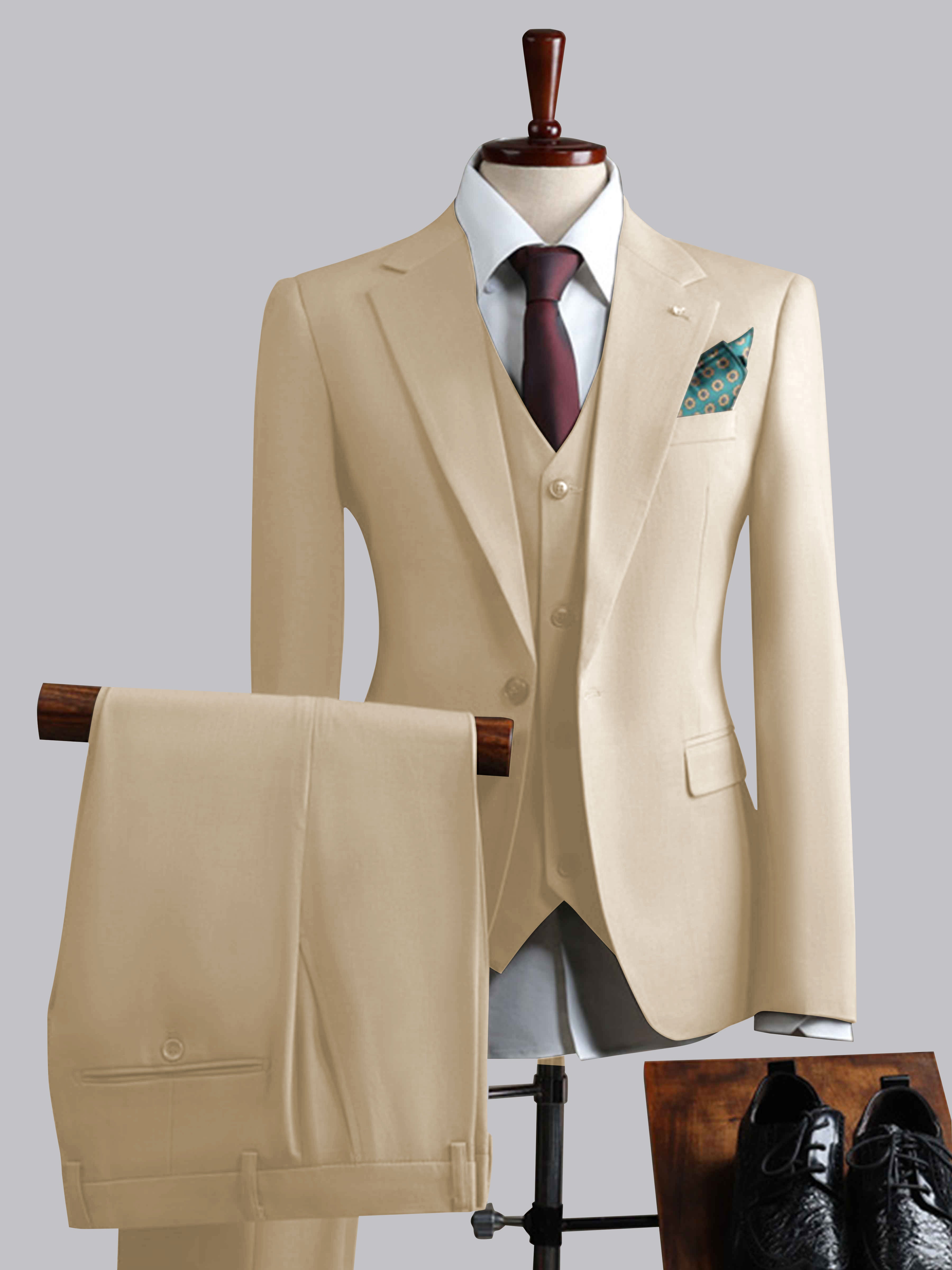 Costume Homme 3 Pièces À Un Bouton Ajusté Classique