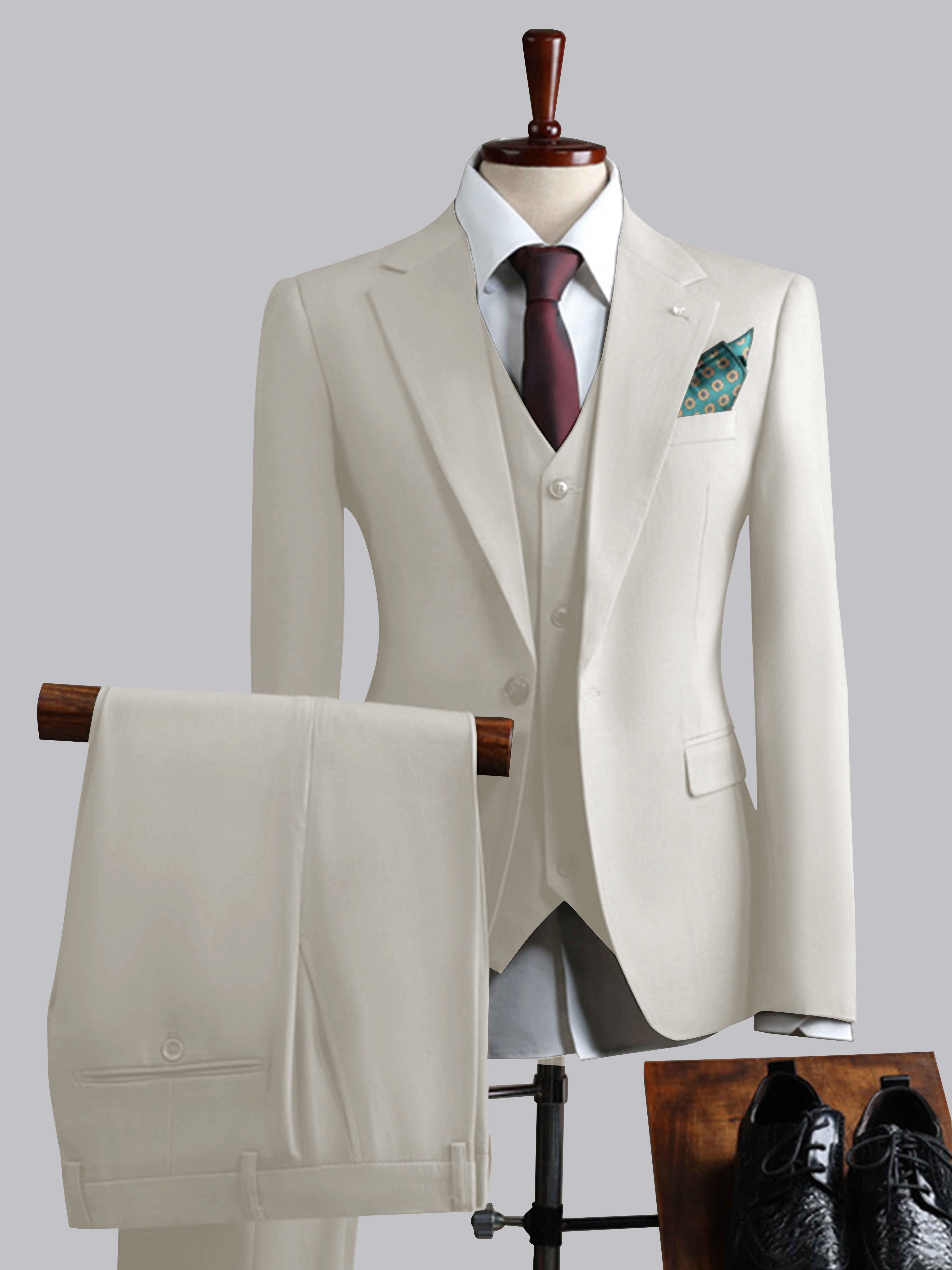 Costume Homme 3 Pièces À Un Bouton Ajusté Classique