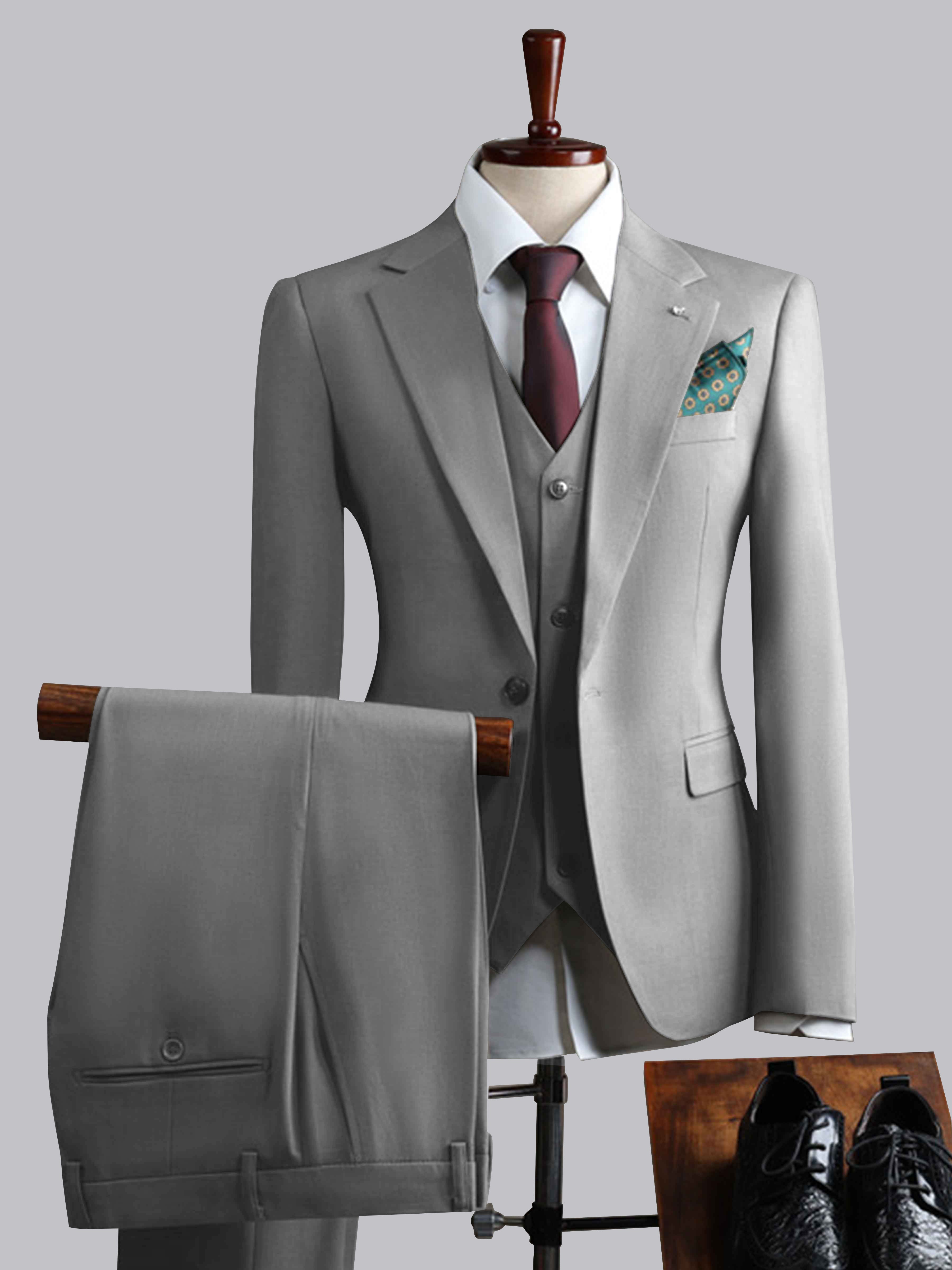 Costume Homme 3 Pièces À Un Bouton Ajusté Classique
