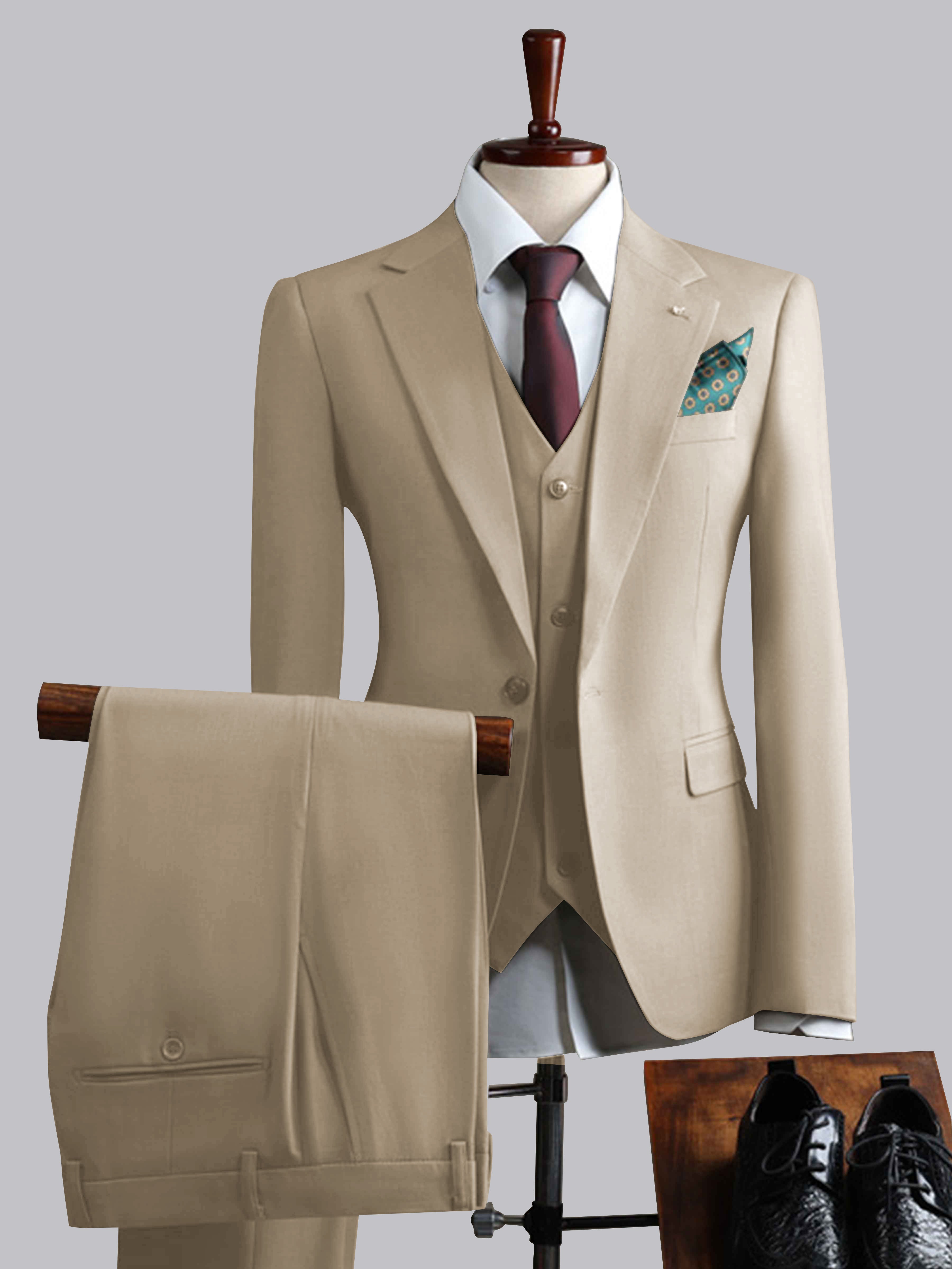 Costume Homme 3 Pièces À Un Bouton Ajusté Classique