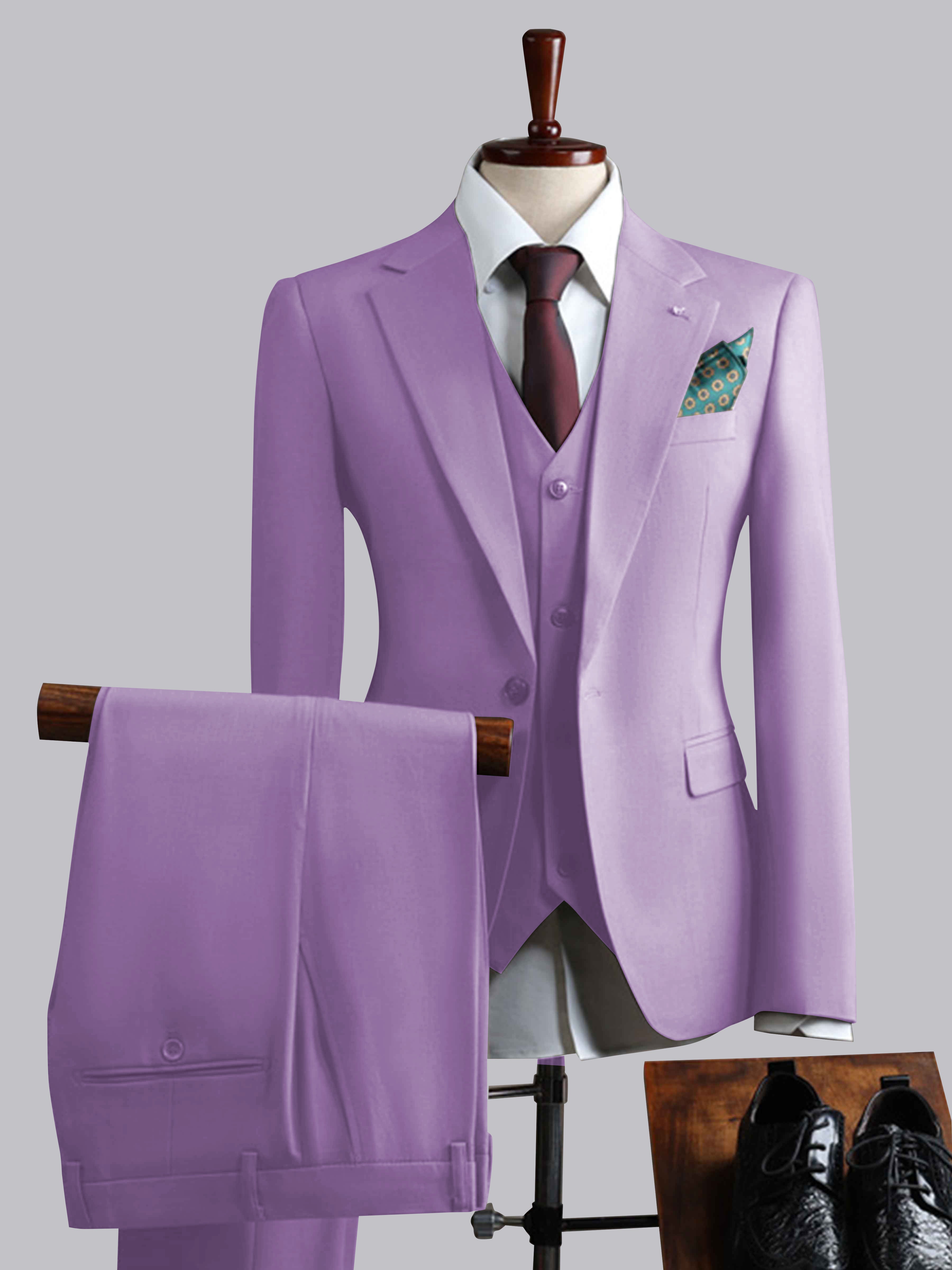 Costume Homme 3 Pièces À Un Bouton Ajusté Classique