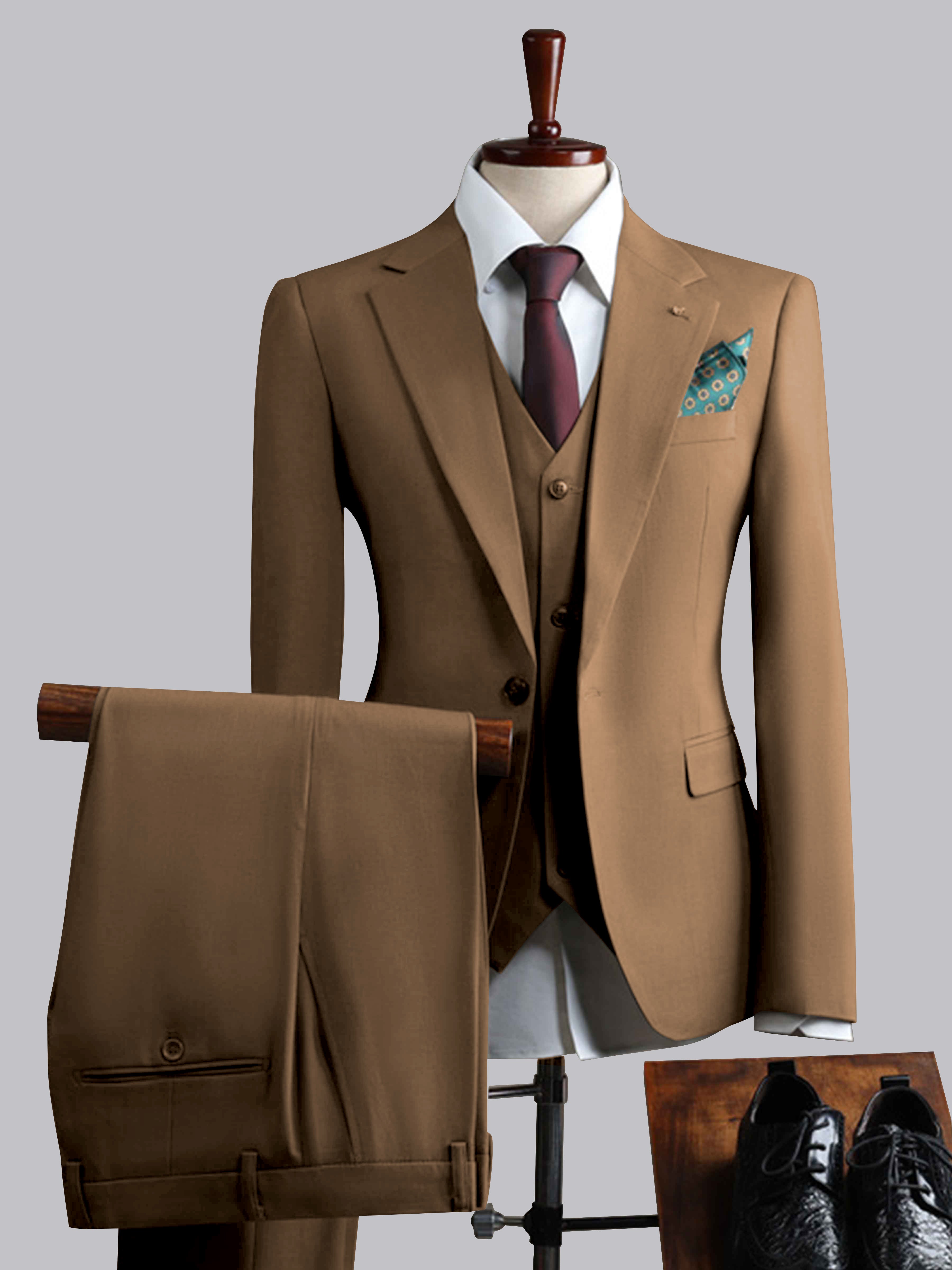 Costume Homme 3 Pièces À Un Bouton Ajusté Classique
