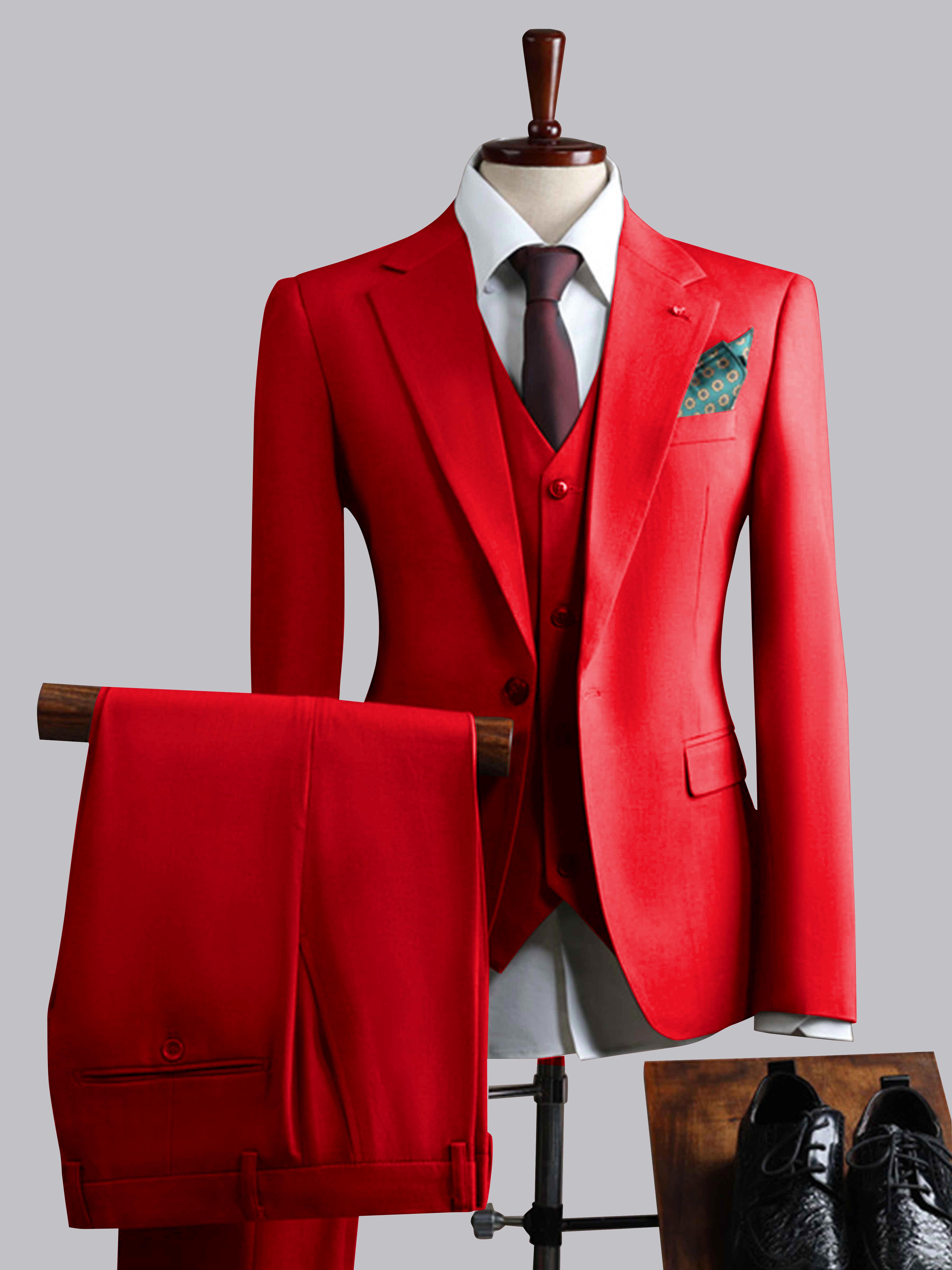Costume Homme 3 Pièces À Un Bouton Ajusté Classique