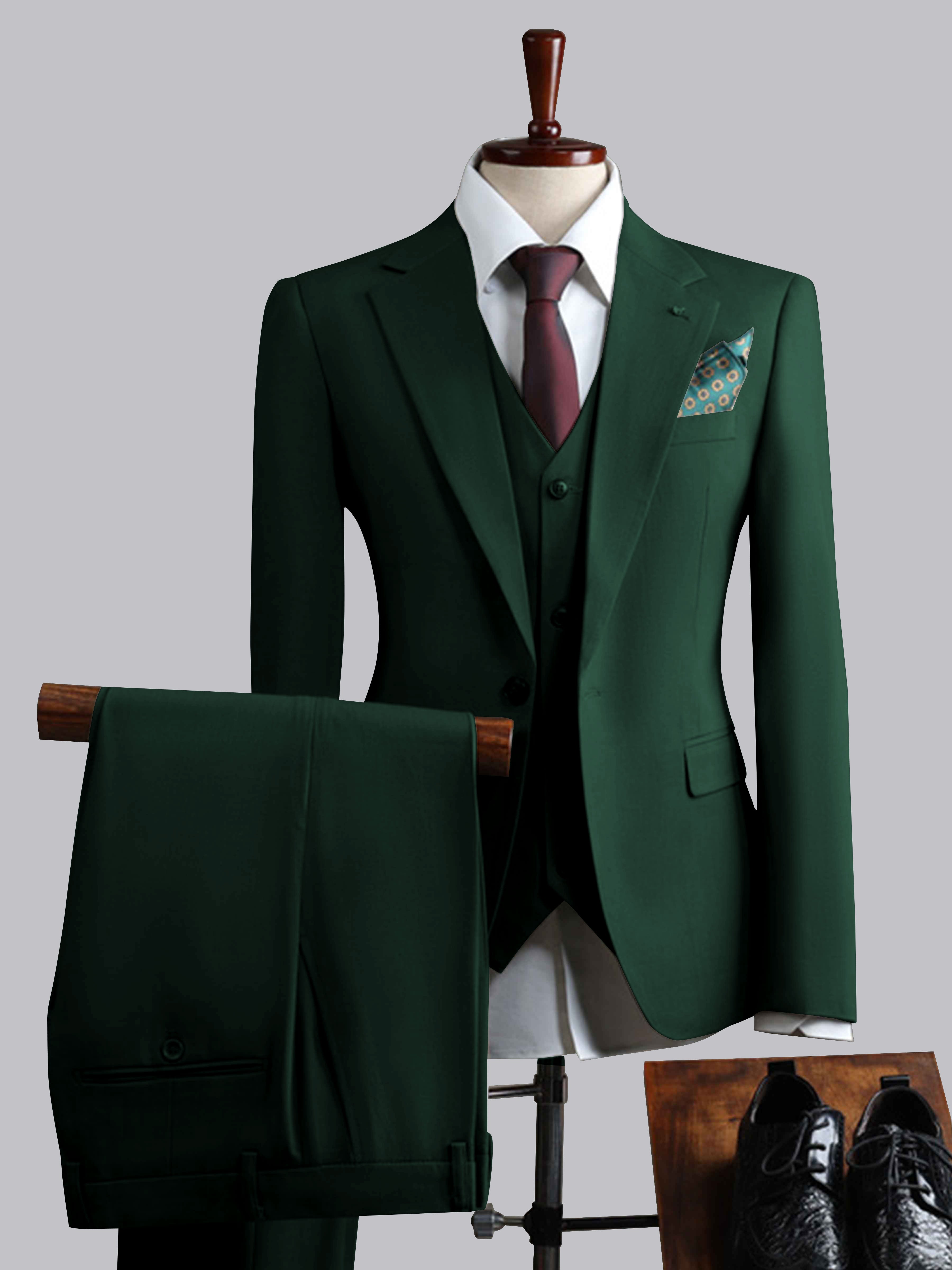 Costume Homme 3 Pièces À Un Bouton Ajusté Classique
