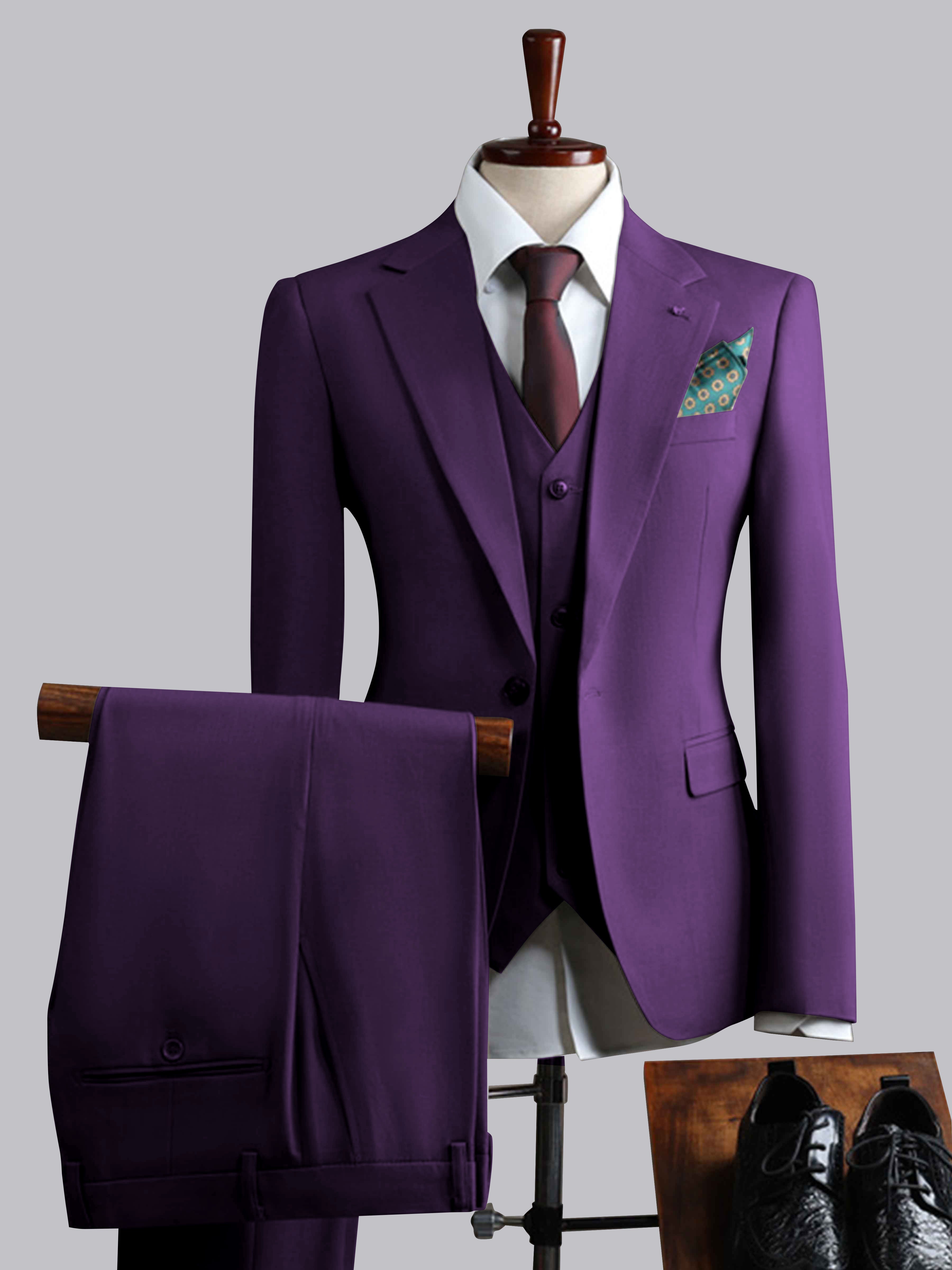 Costume Homme 3 Pièces À Un Bouton Ajusté Classique