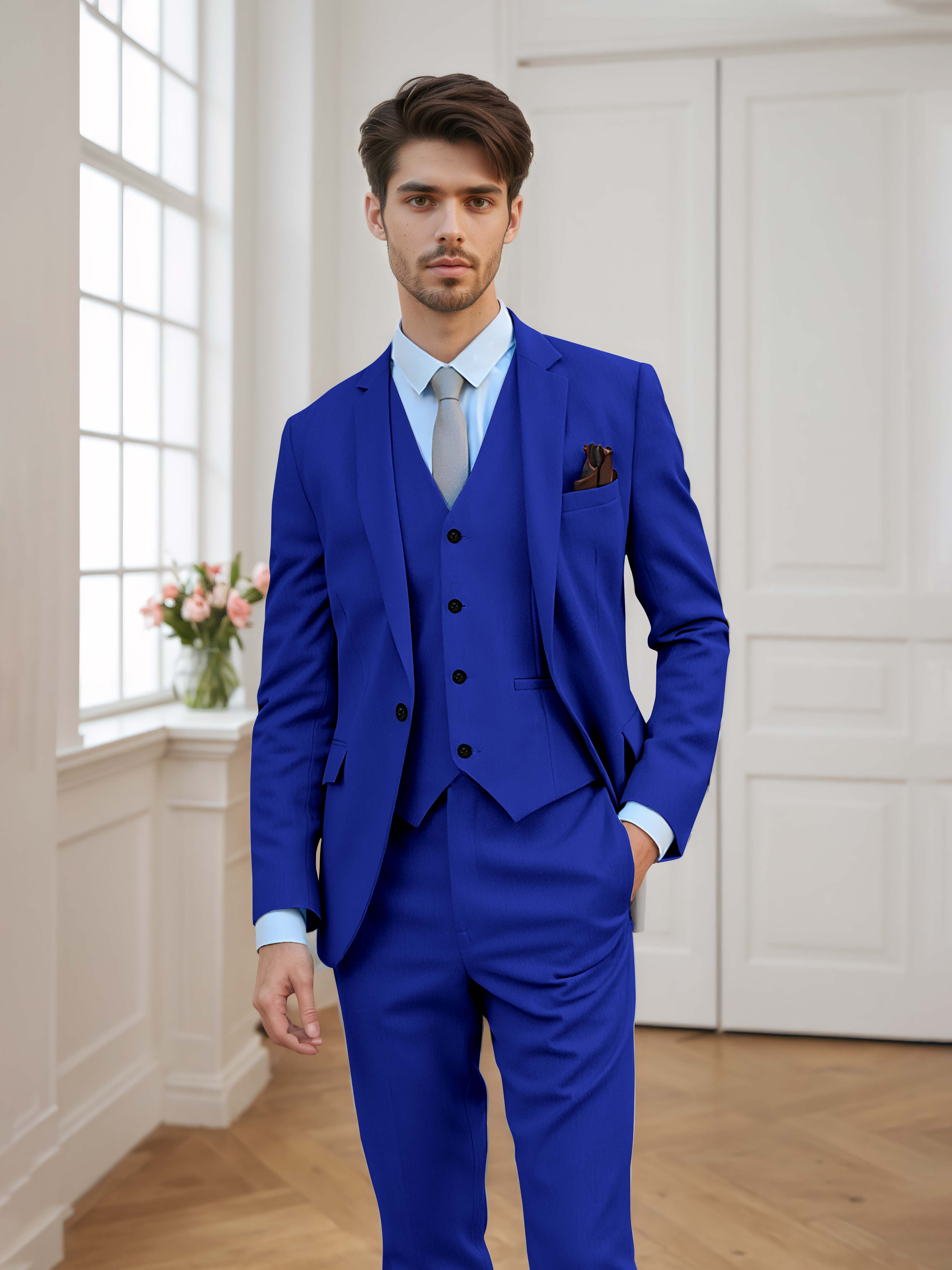 Costume Homme 3 Pièces À Un Bouton Tailorisé Chic Classique