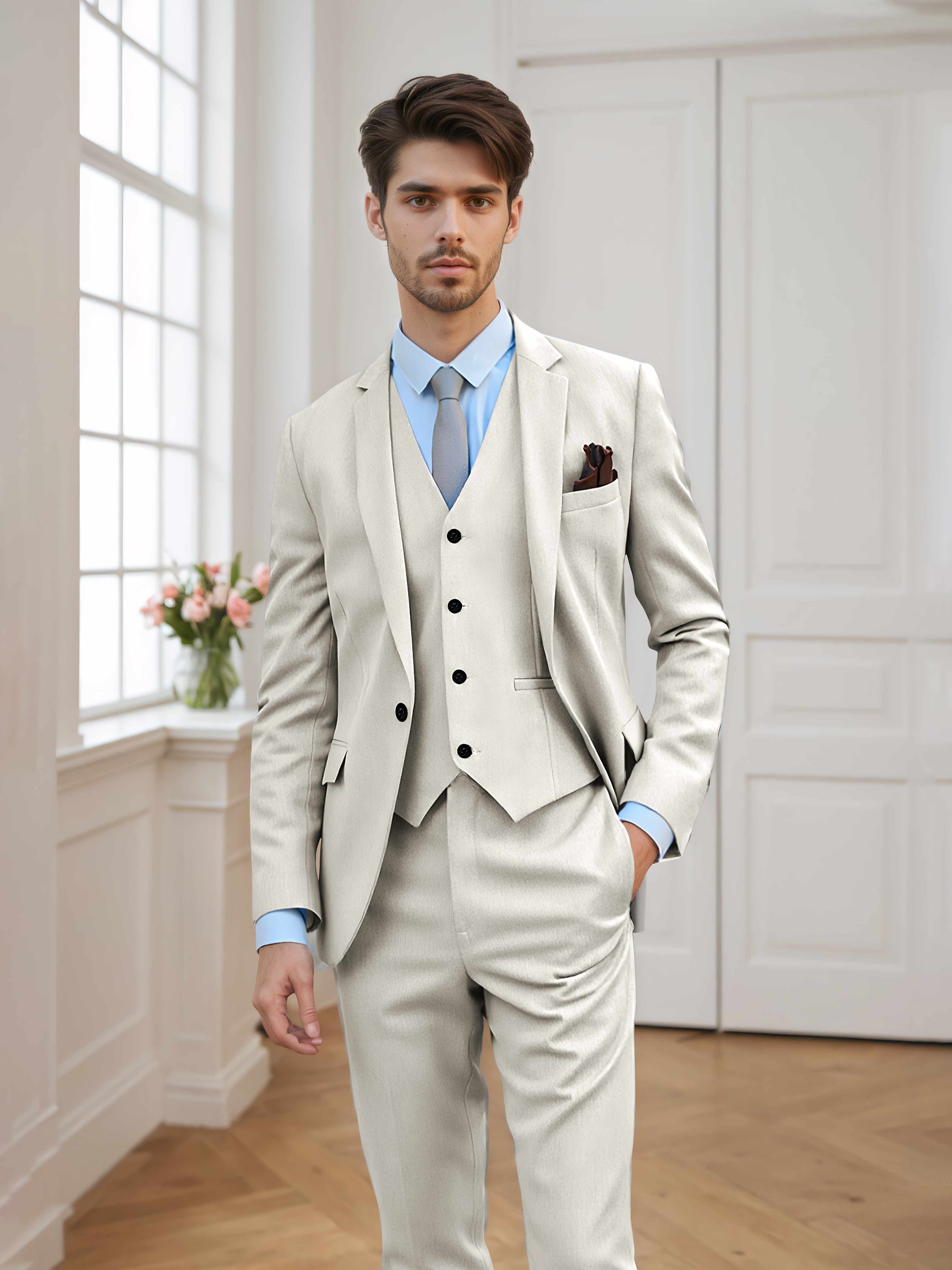 Costume Homme 3 Pièces À Un Bouton Tailorisé Chic Classique