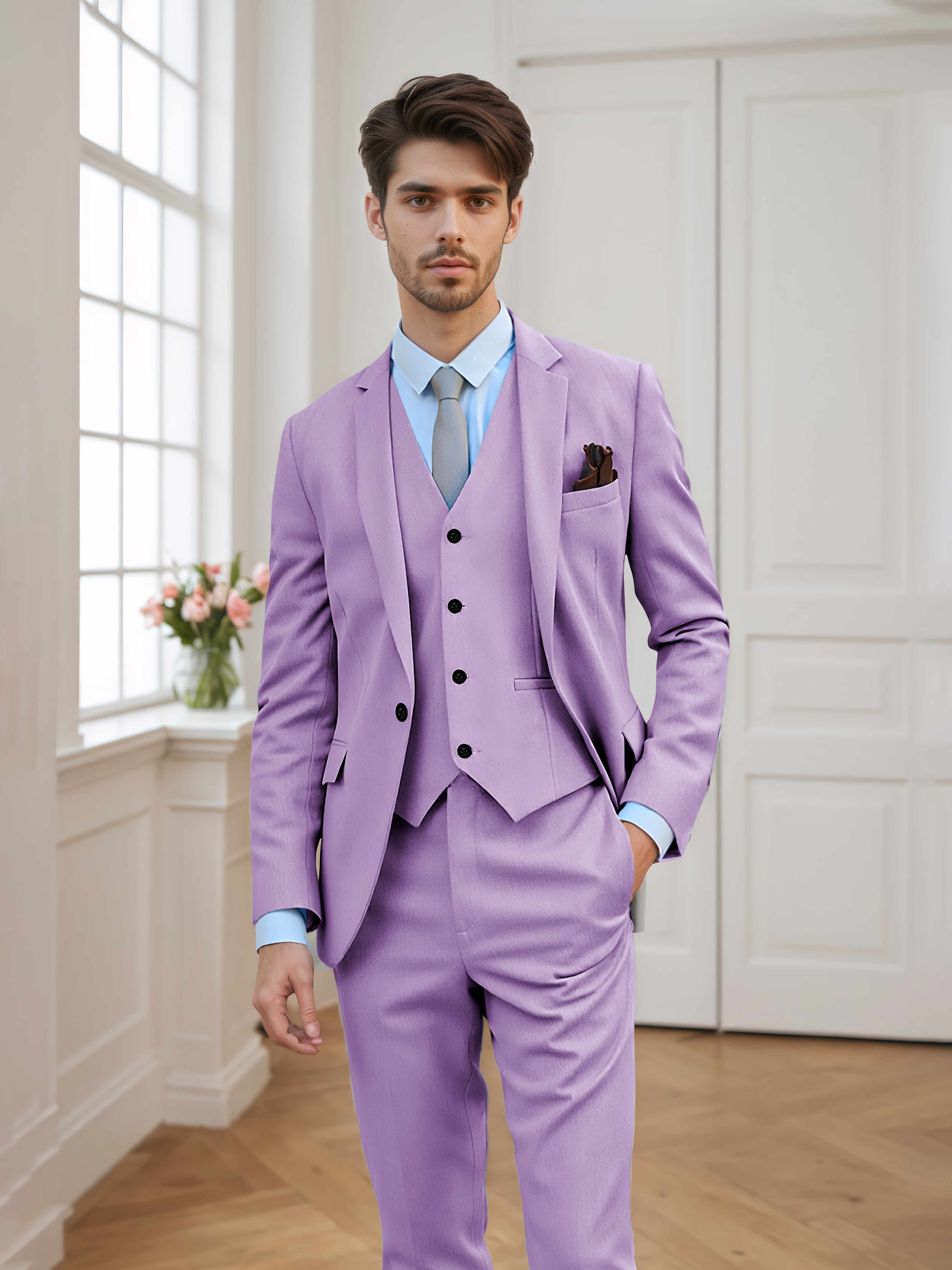 Costume Homme 3 Pièces À Un Bouton Tailorisé Chic Classique
