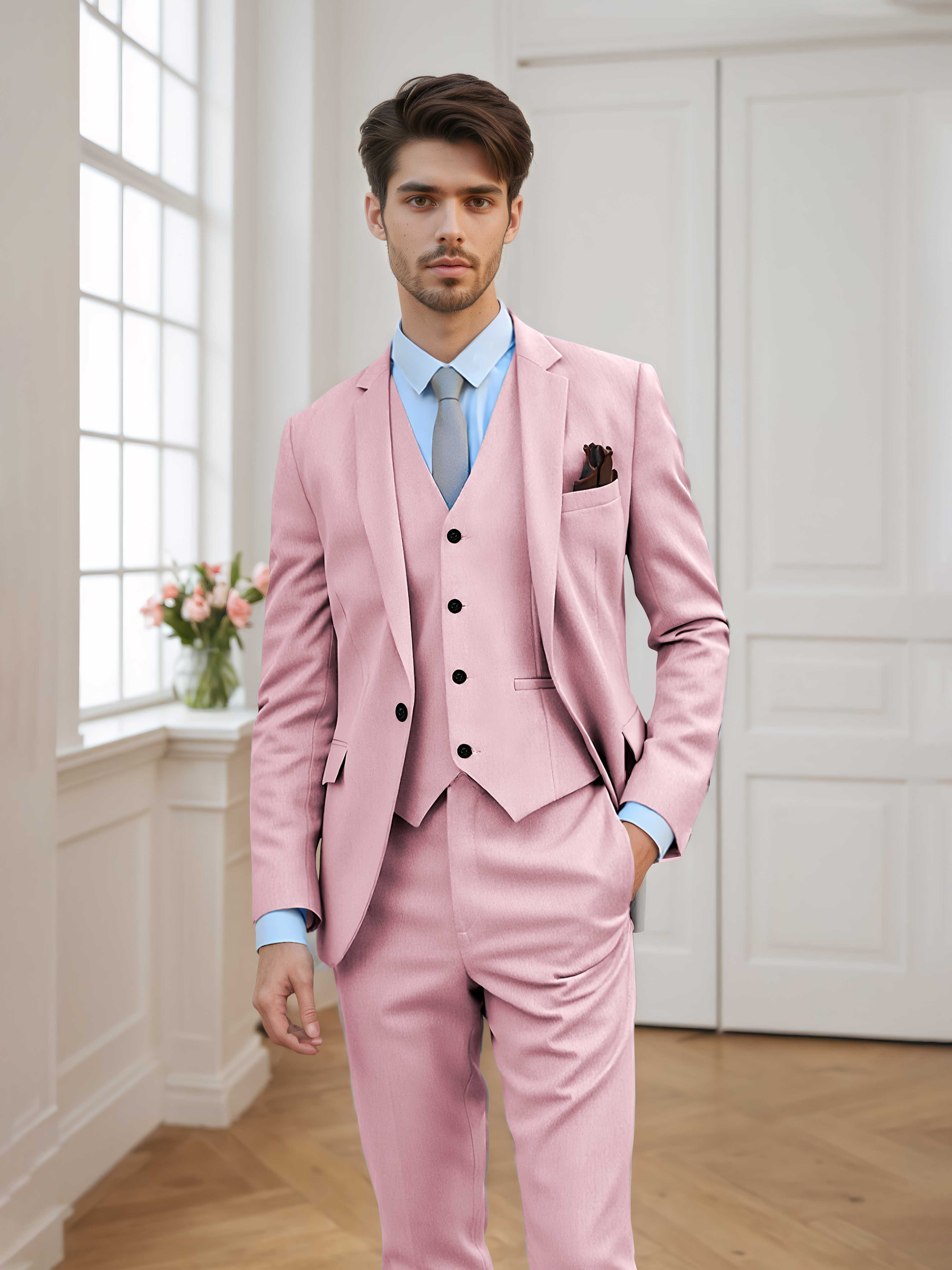Costume Homme 3 Pièces À Un Bouton Tailorisé Chic Classique