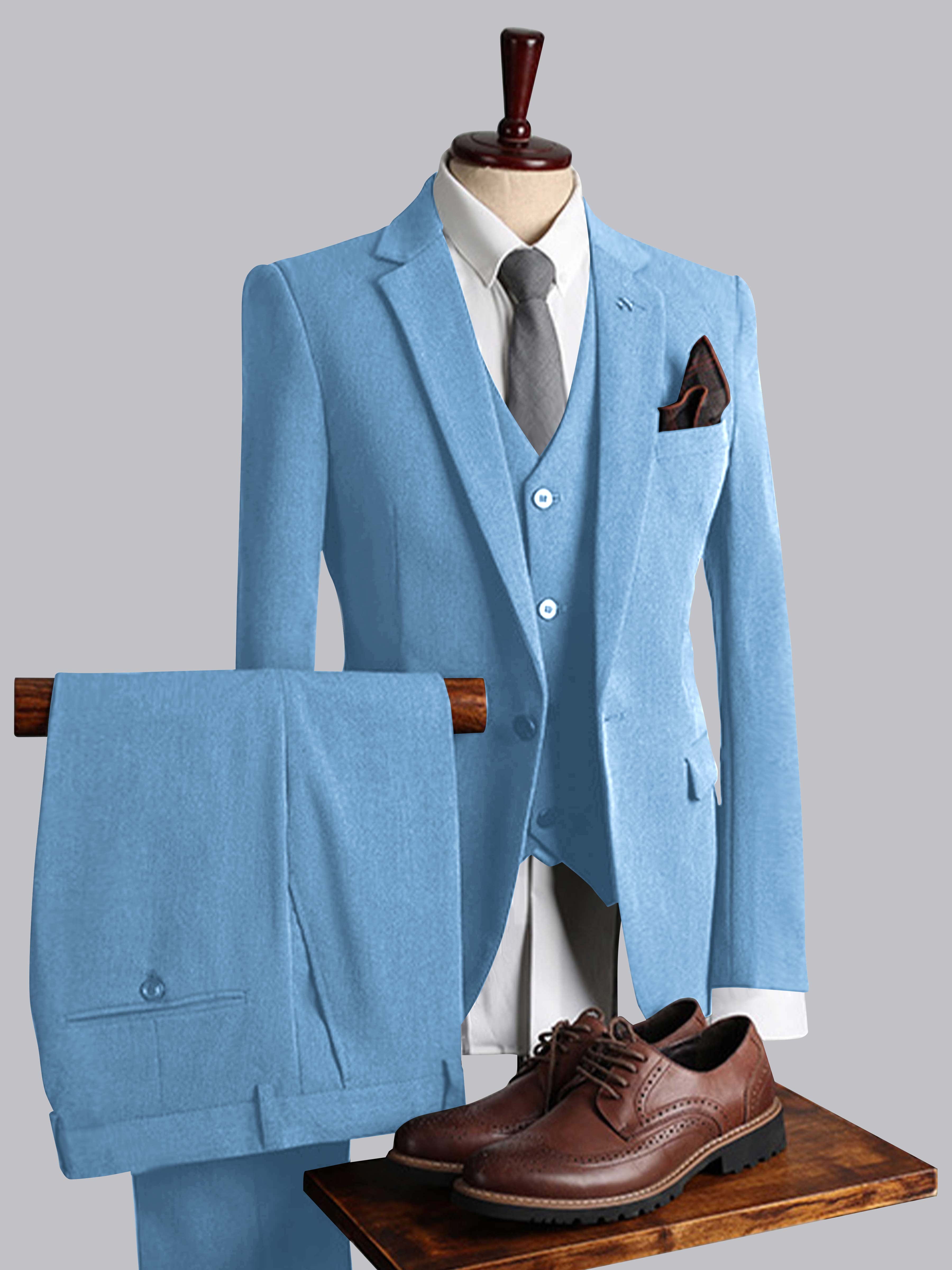 Costume Homme 3 Pièces Ajusté À Simple Boutonnage