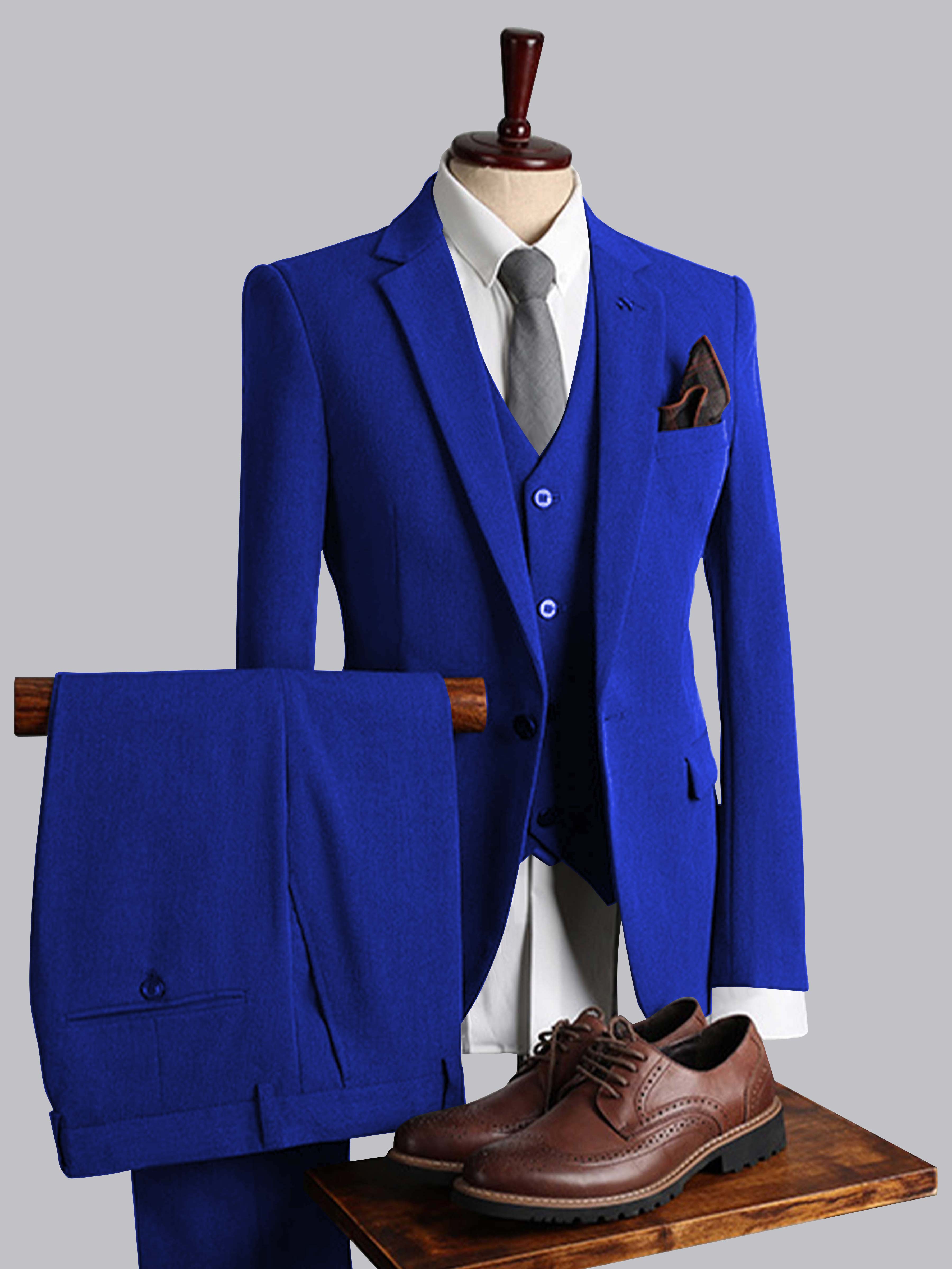 Costume Homme 3 Pièces Ajusté À Simple Boutonnage
