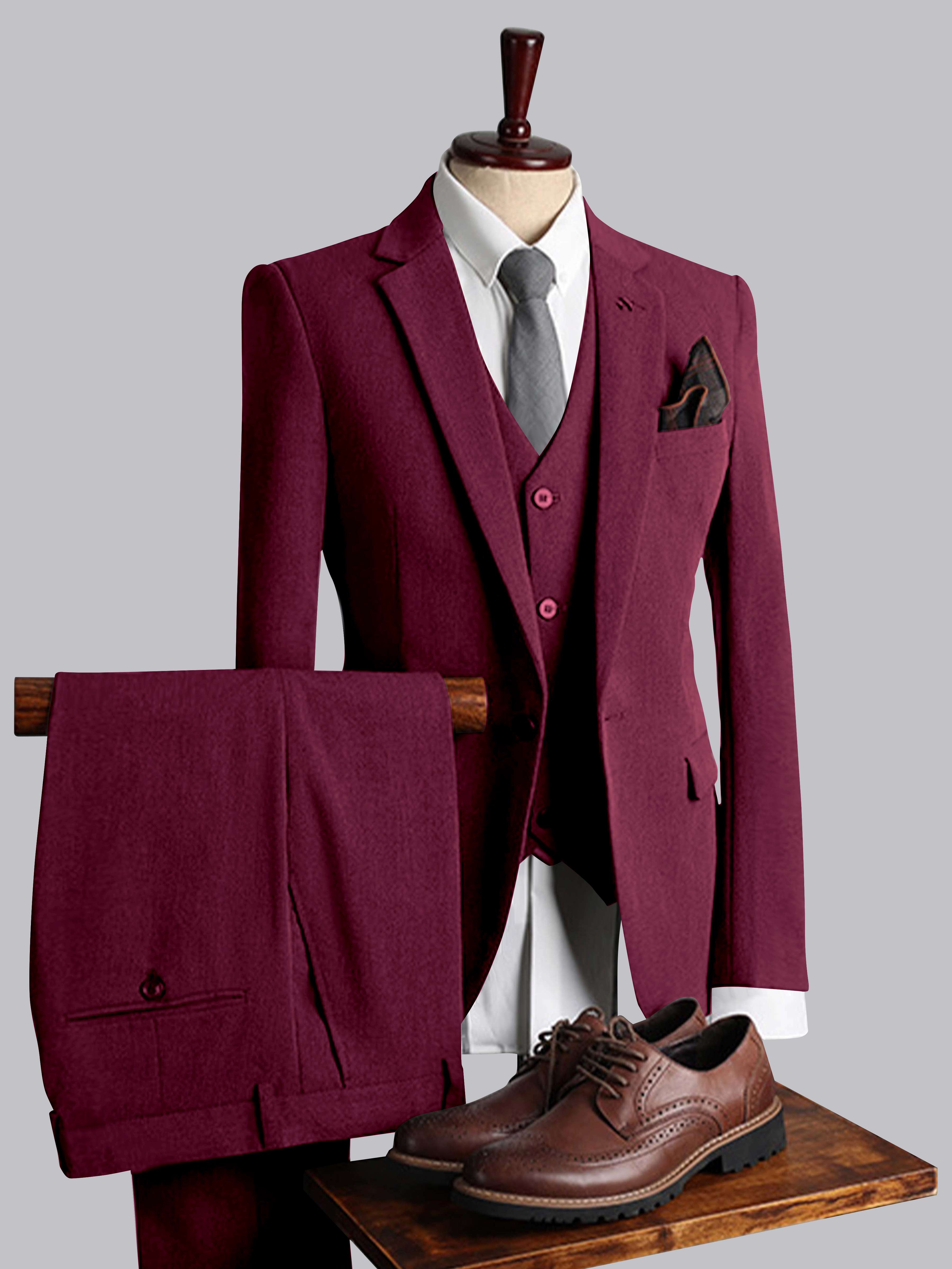 Costume Homme 3 Pièces Ajusté À Simple Boutonnage