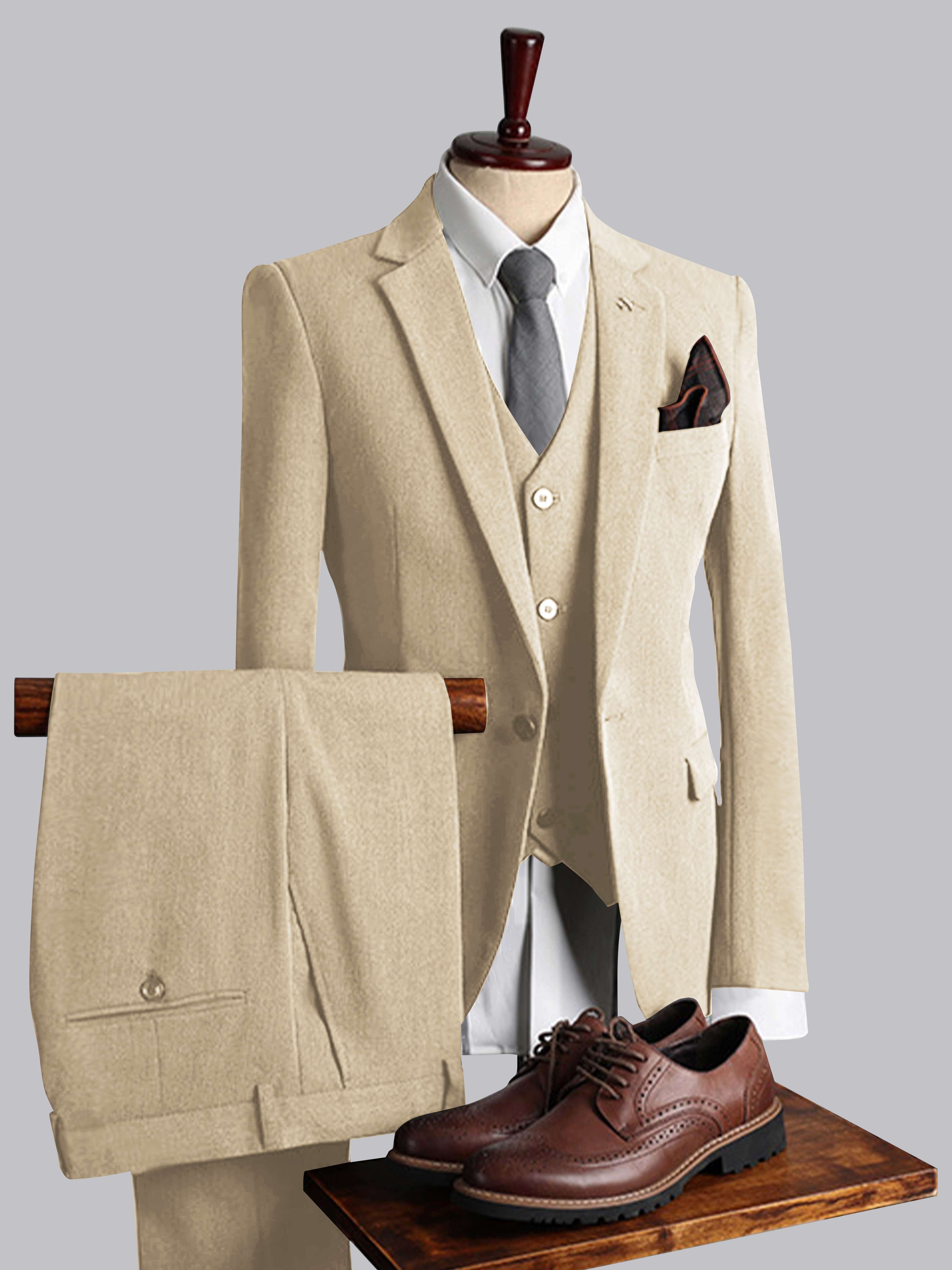 Costume Homme 3 Pièces Ajusté À Simple Boutonnage