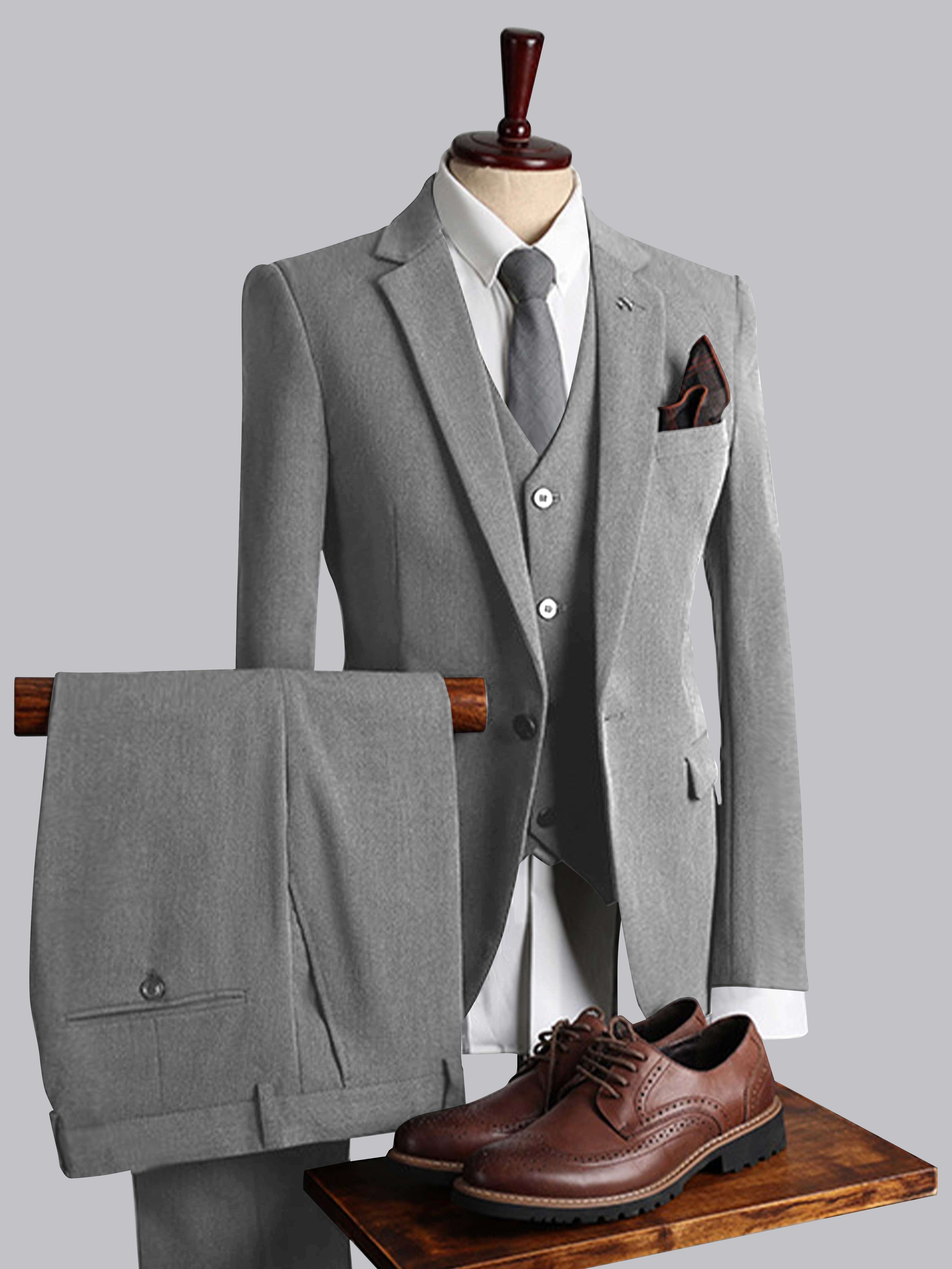 Costume Homme 3 Pièces Ajusté À Simple Boutonnage