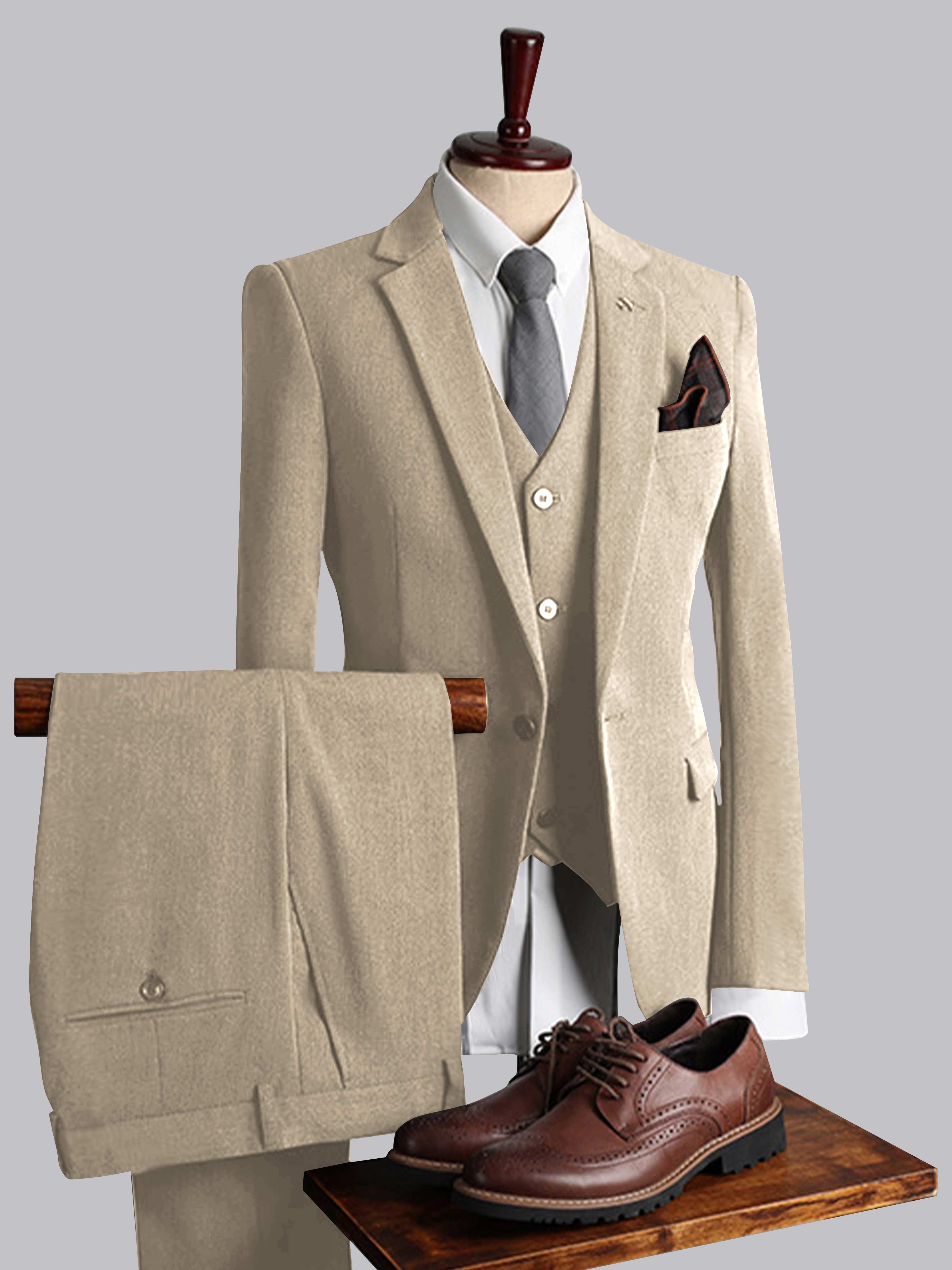 Costume Homme 3 Pièces Ajusté À Simple Boutonnage