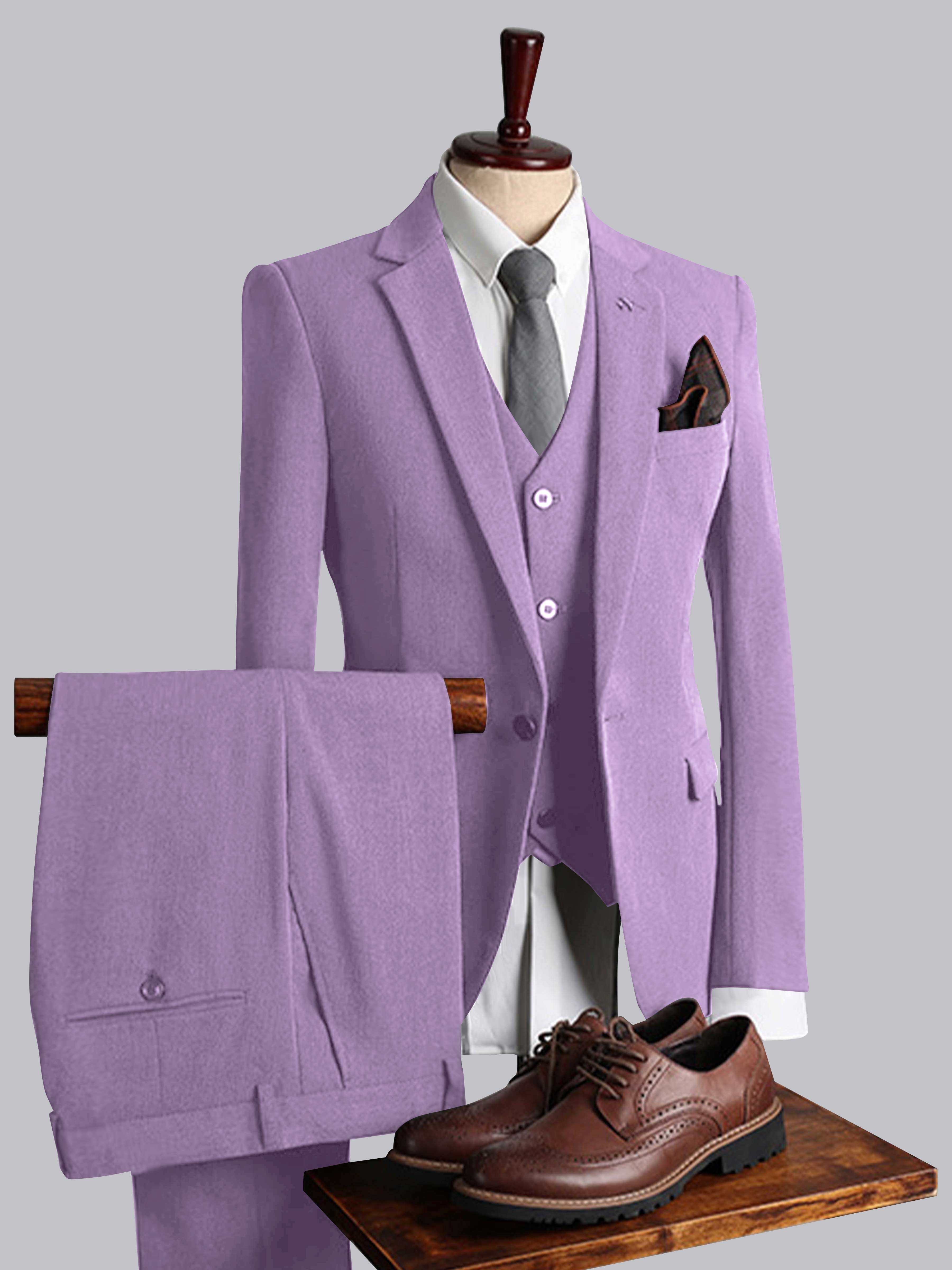 Costume Homme 3 Pièces Ajusté À Simple Boutonnage