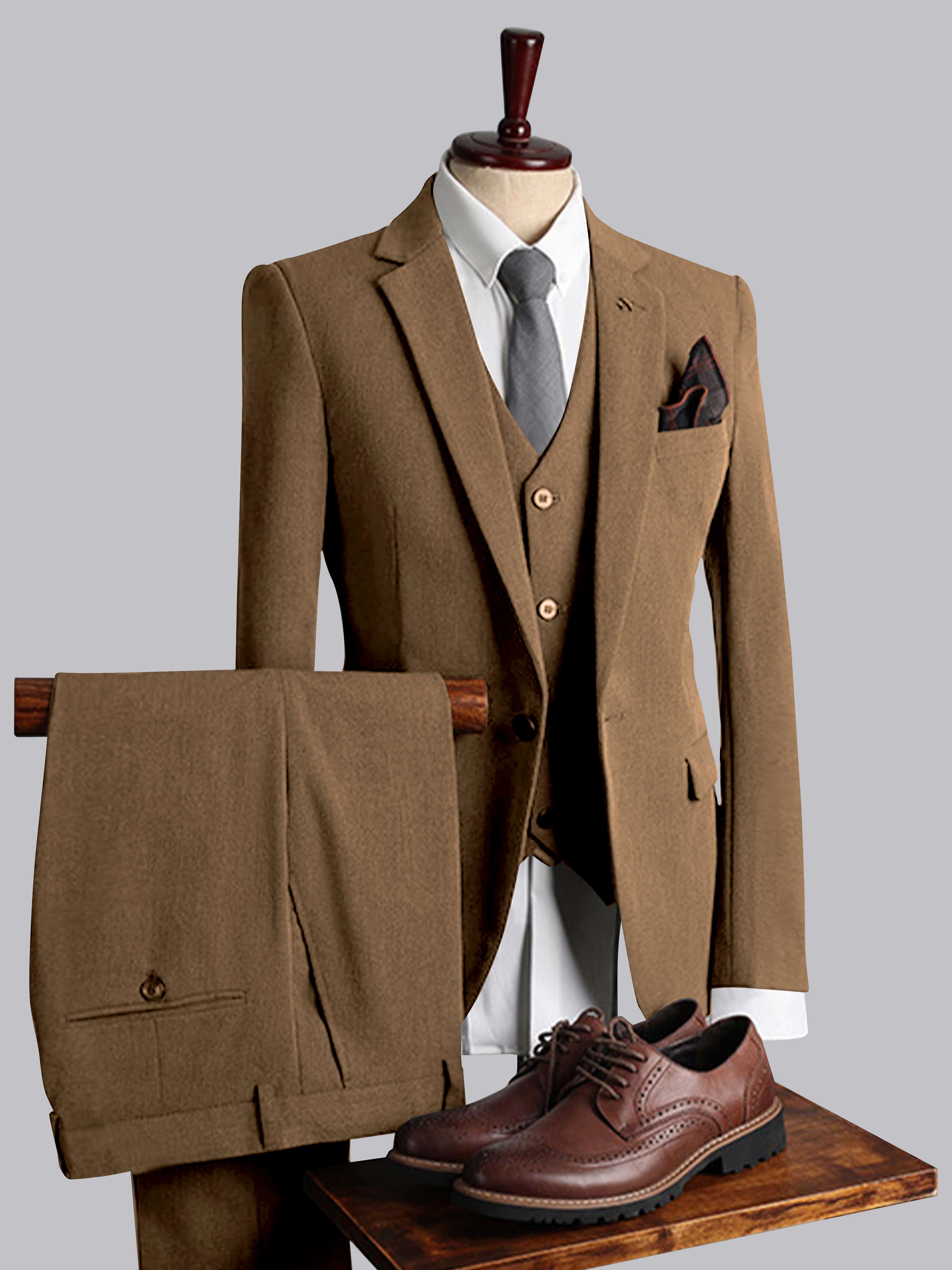 Costume Homme 3 Pièces Ajusté À Simple Boutonnage