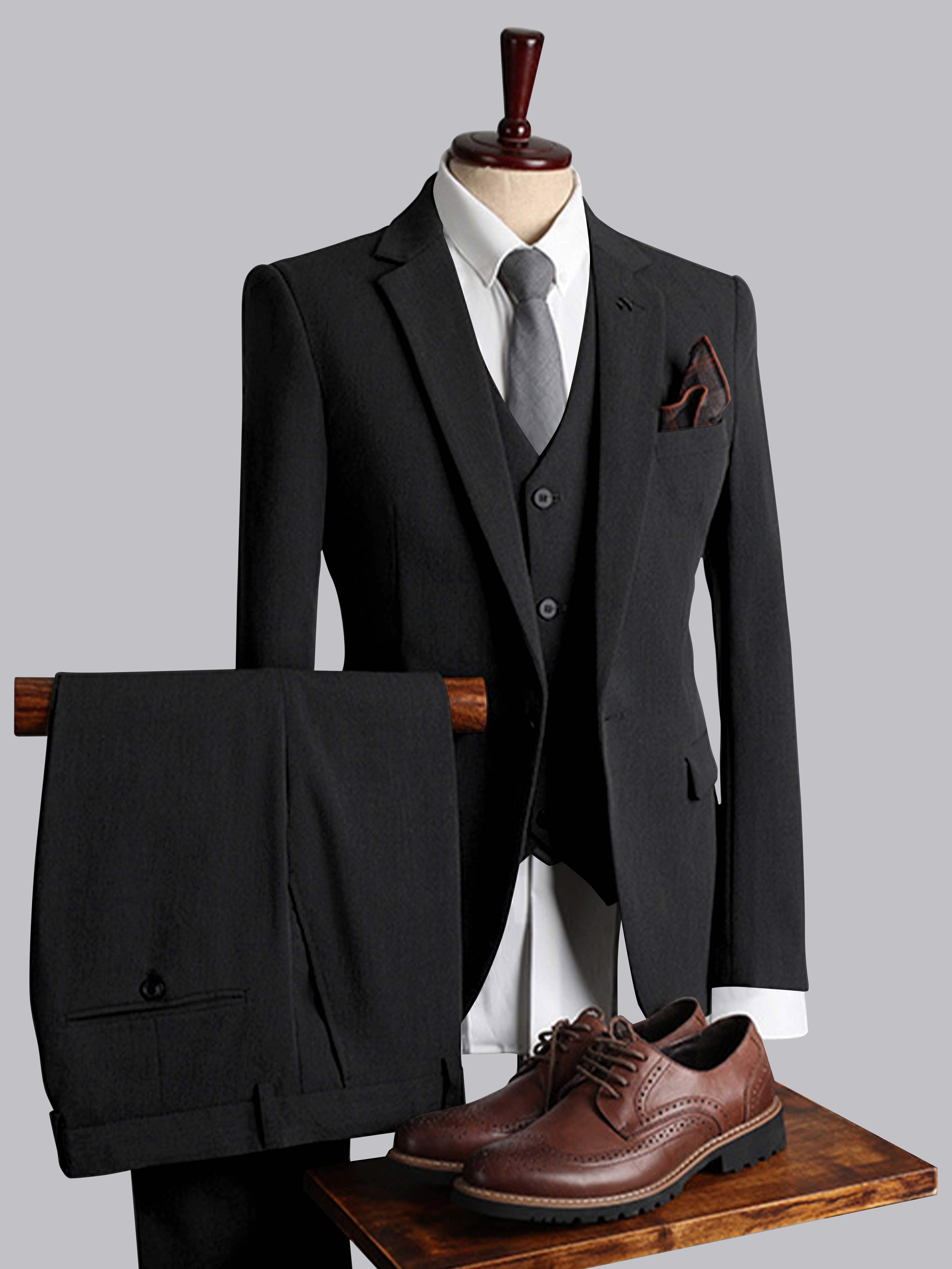 Costume Homme 3 Pièces Ajusté À Simple Boutonnage