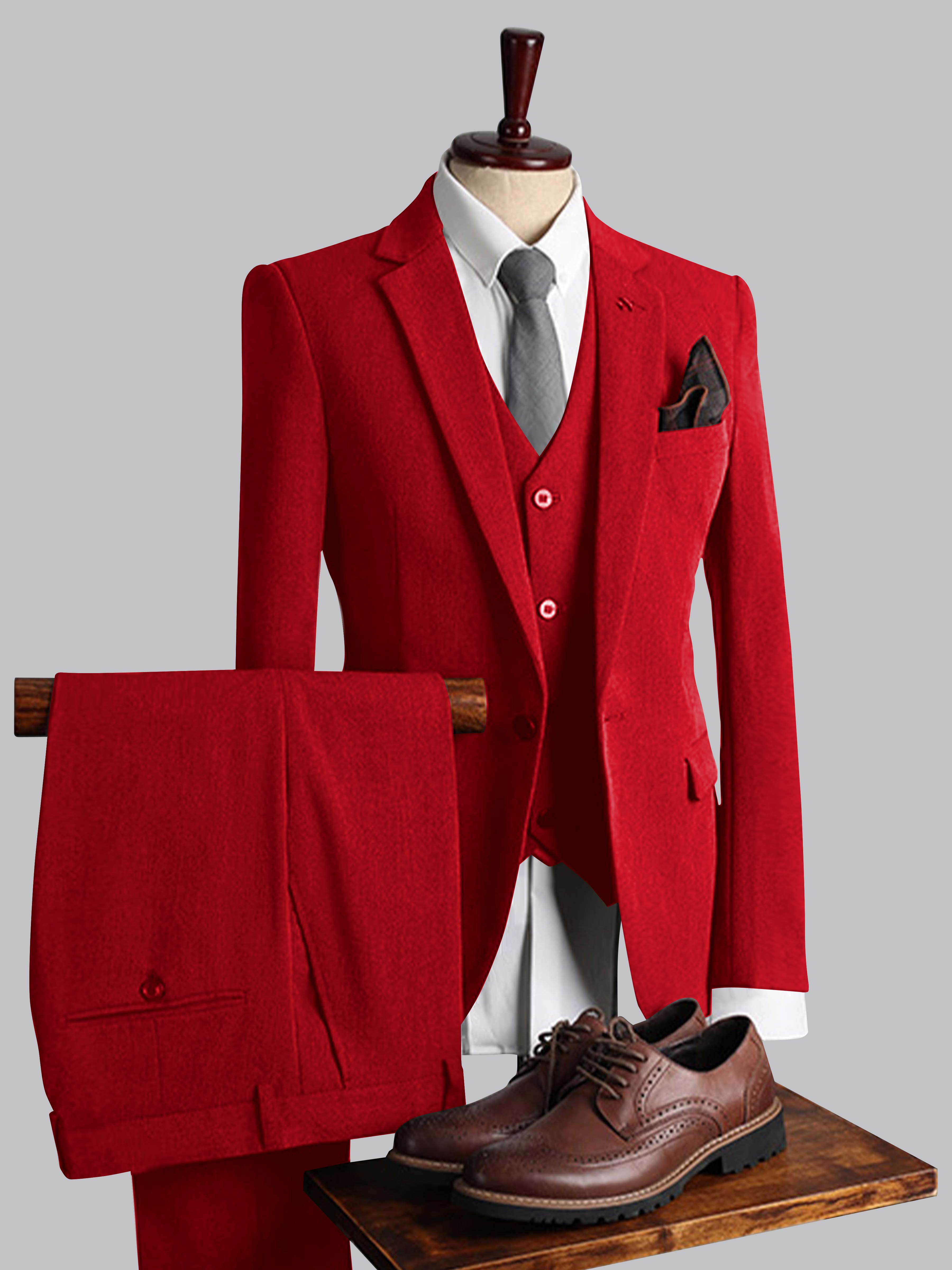 Costume Homme 3 Pièces Ajusté À Simple Boutonnage