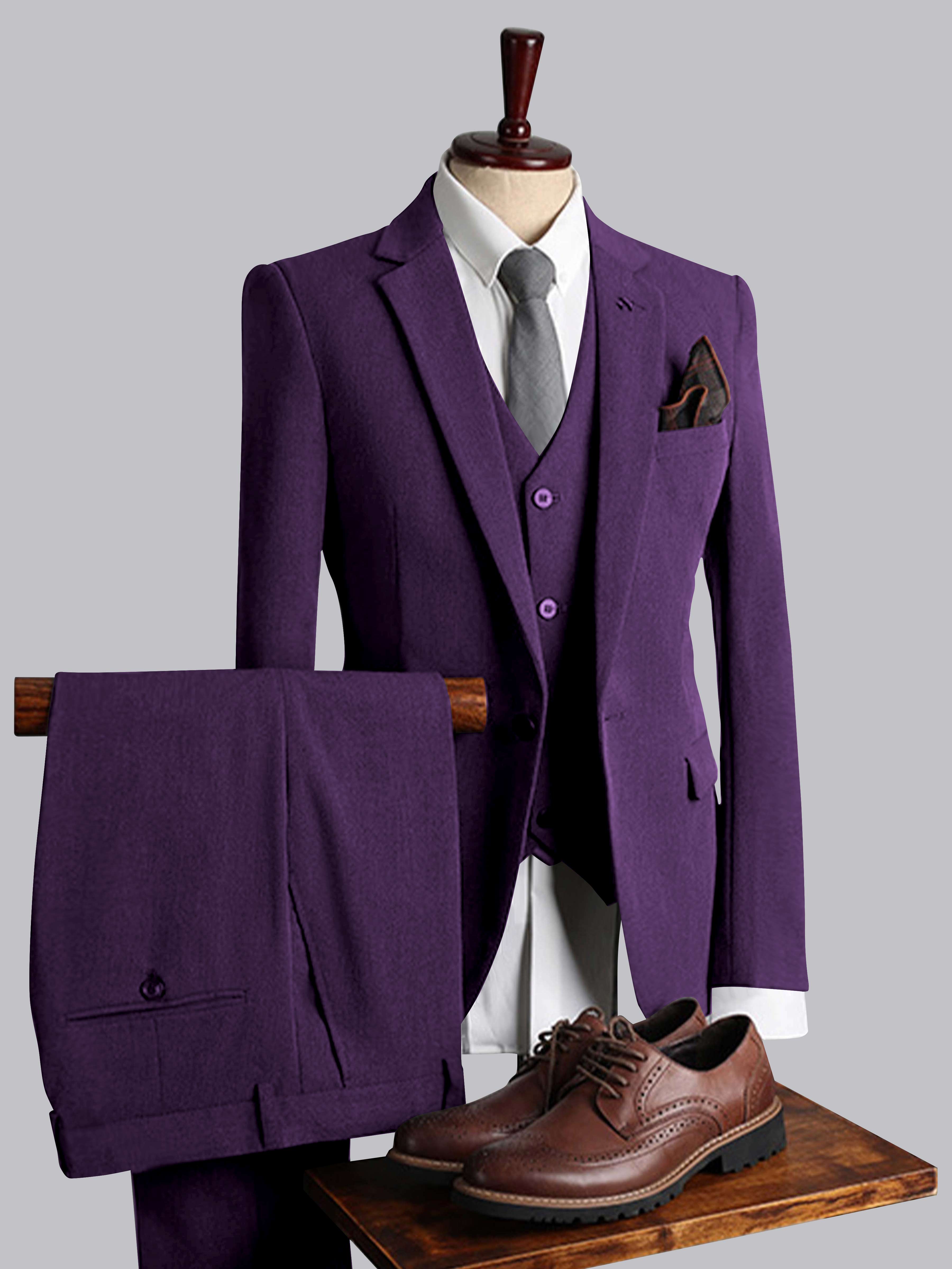 Costume Homme 3 Pièces Ajusté À Simple Boutonnage