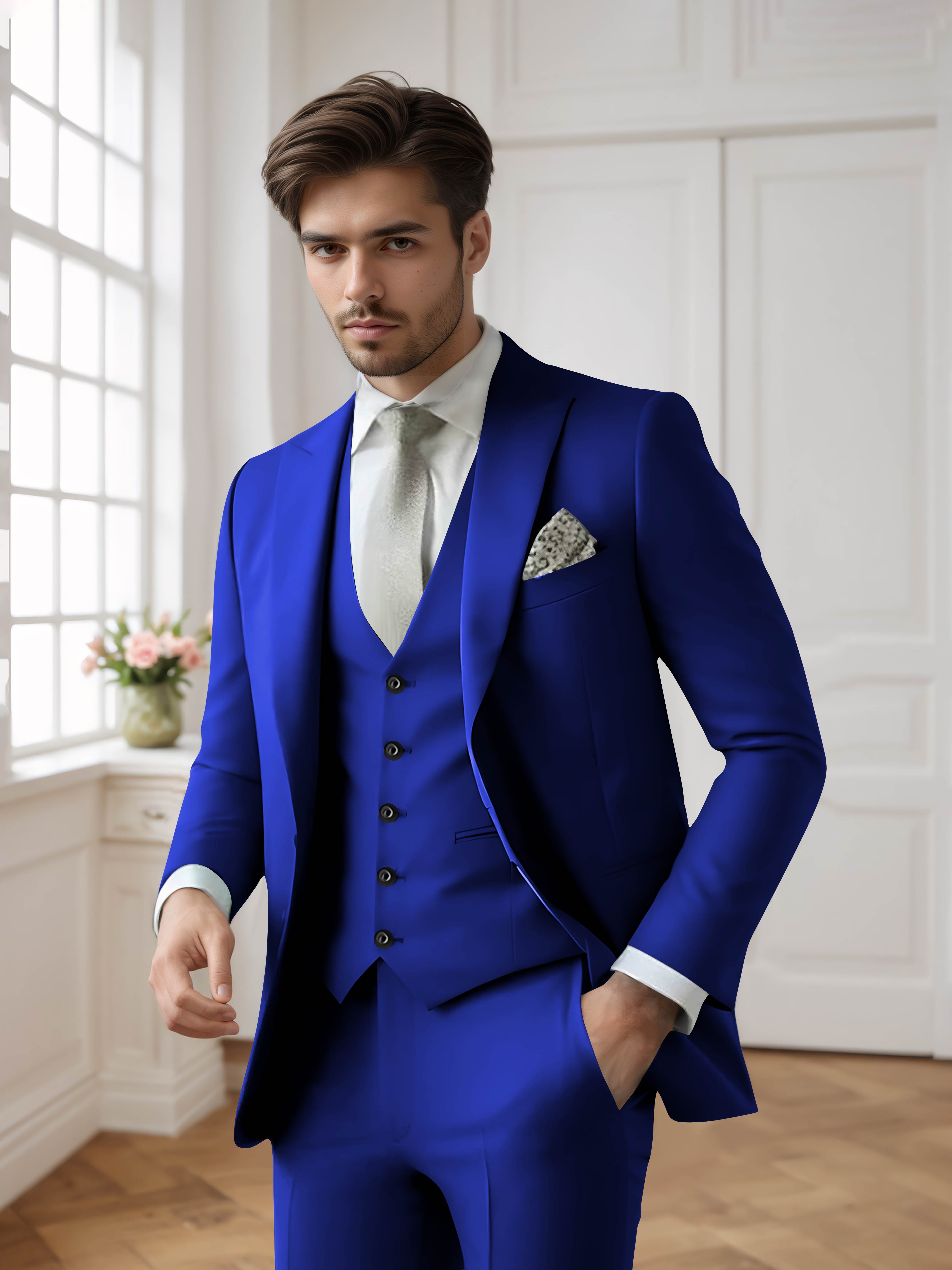 Costume Homme 3 Pièces Formel À Simple Boutonnage