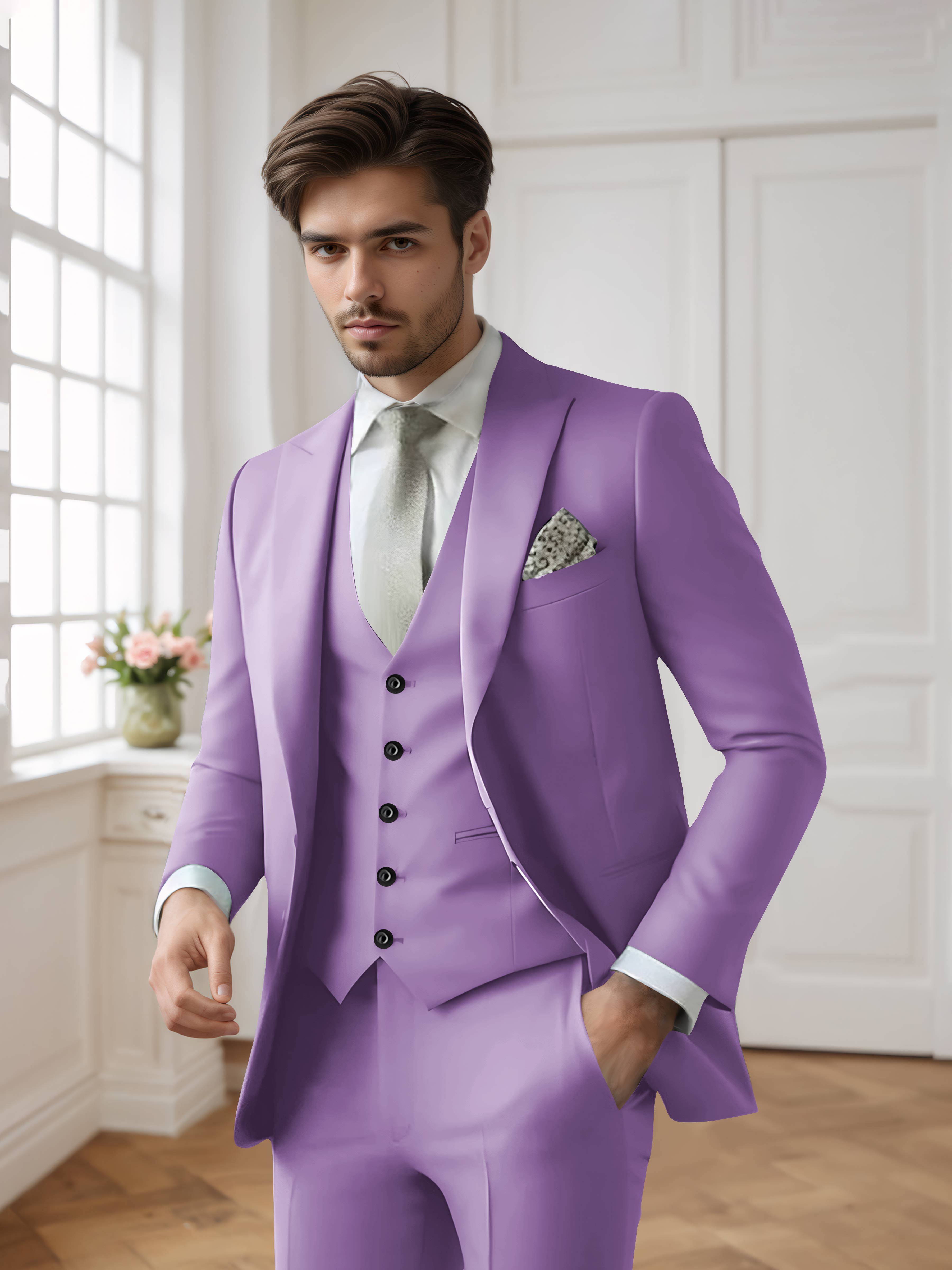 Costume Homme 3 Pièces Formel À Simple Boutonnage