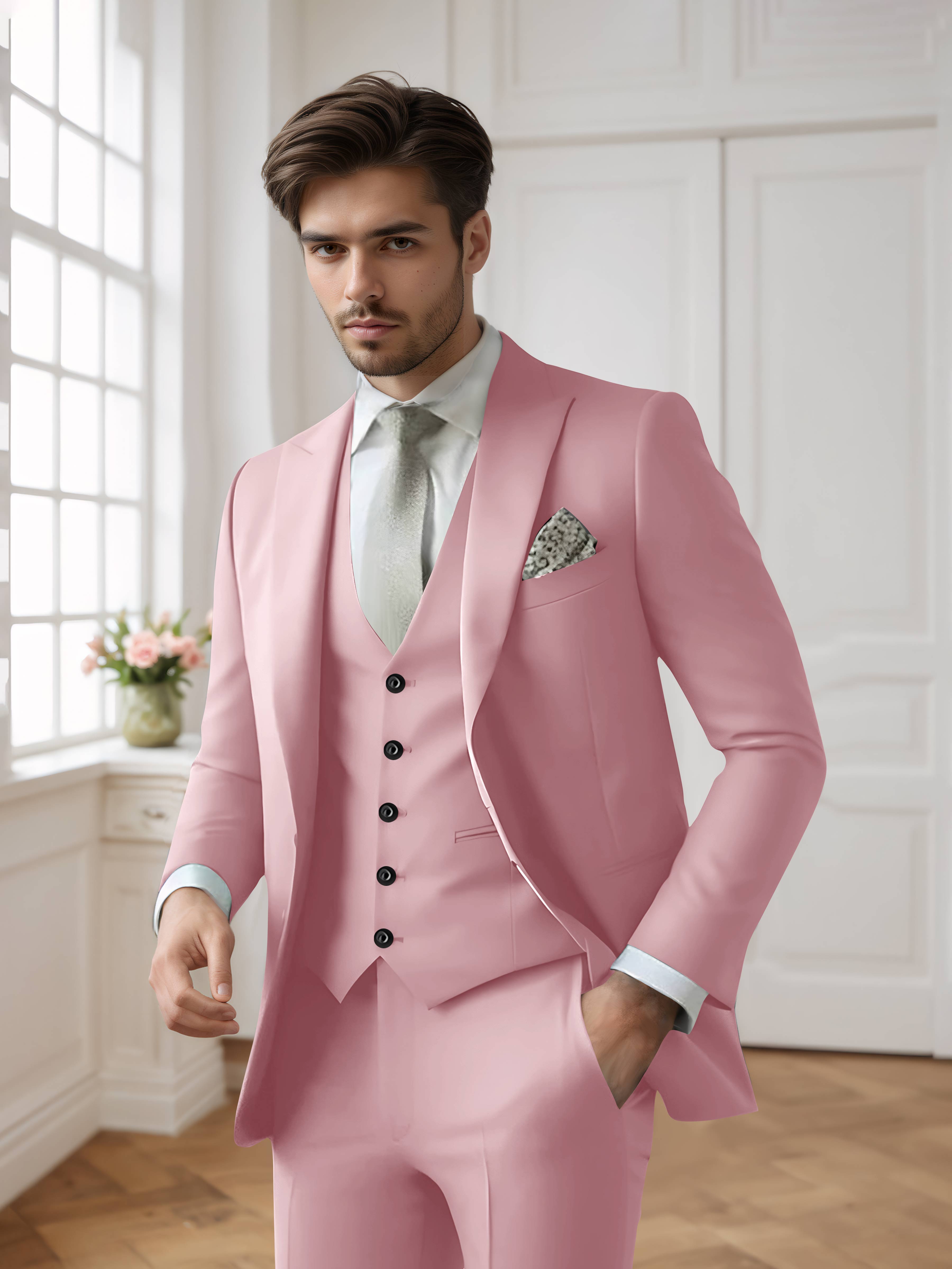 Costume Homme 3 Pièces Formel À Simple Boutonnage