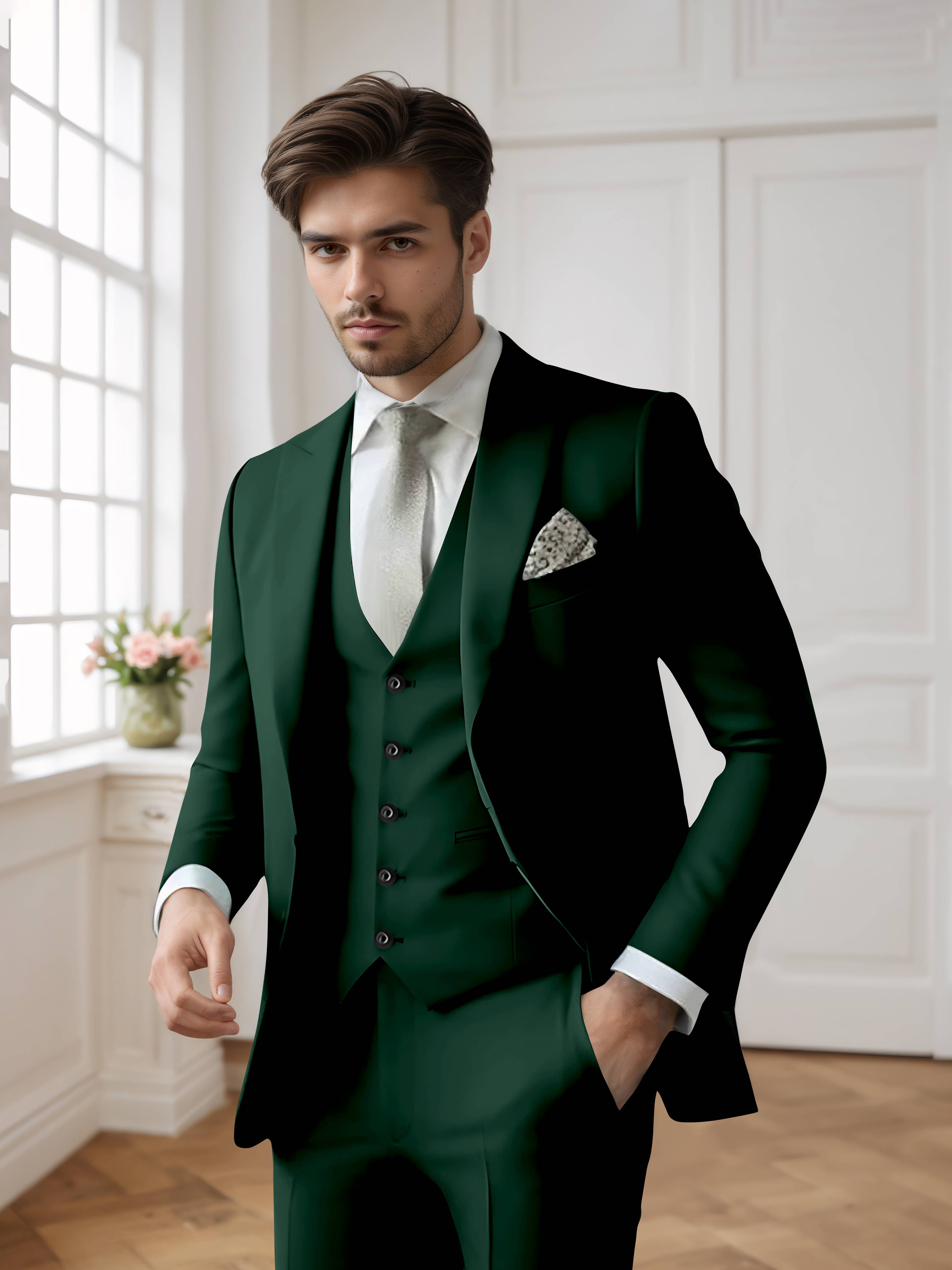 Costume Homme 3 Pièces Formel À Simple Boutonnage
