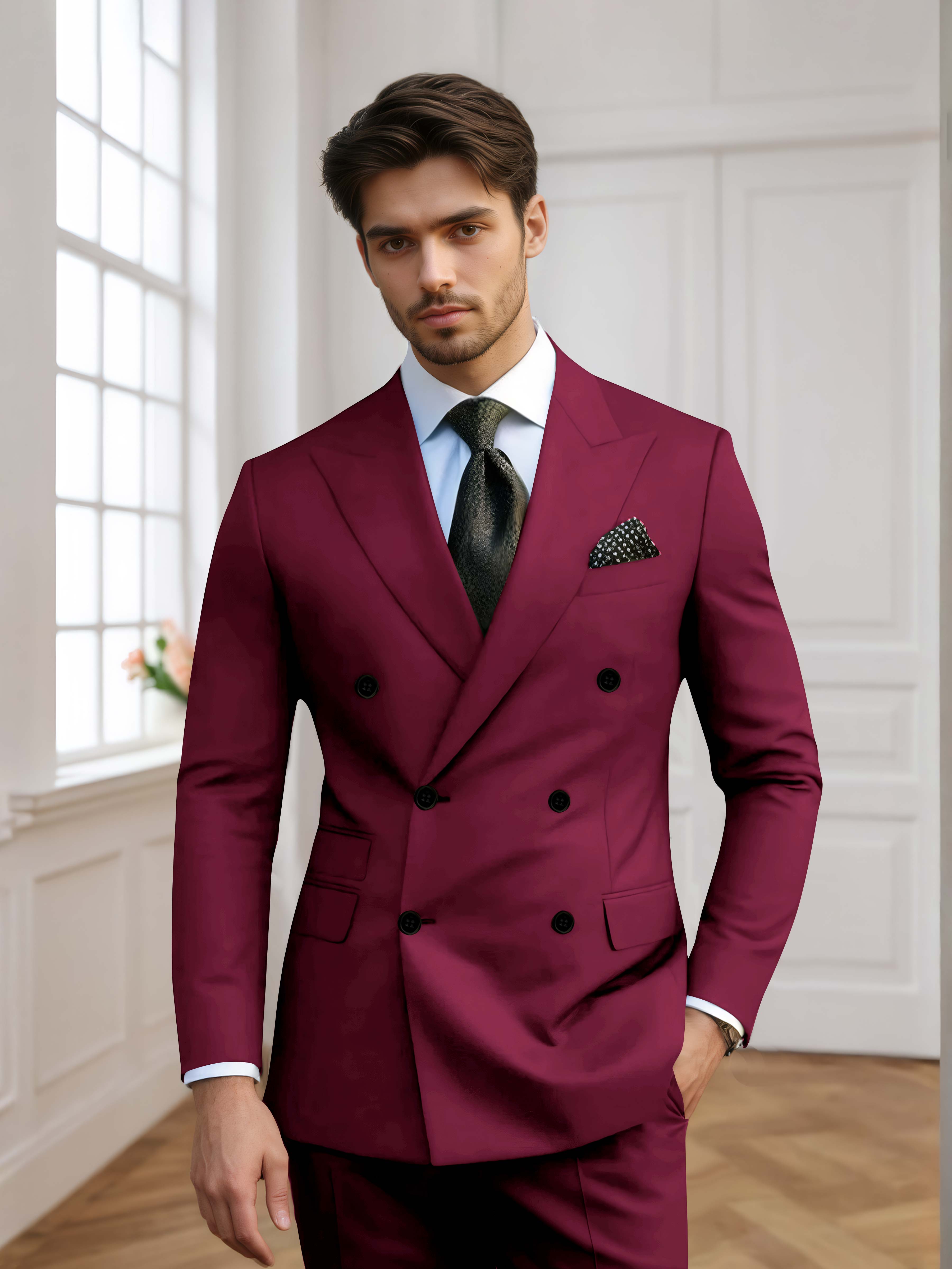 Costume Homme De Mariage 2 Pièces À Double Boutonnage
