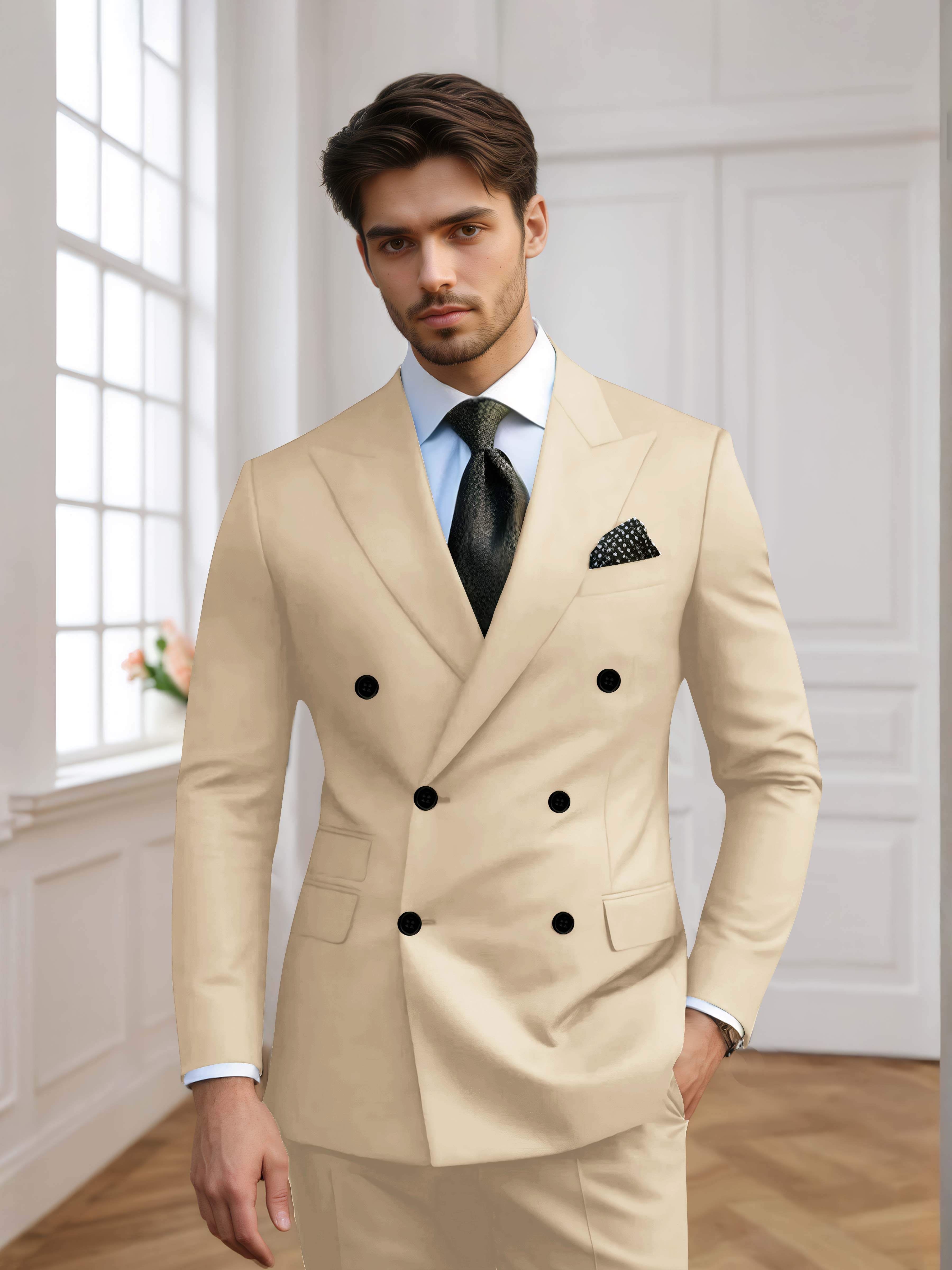 Costume Homme De Mariage 2 Pièces À Double Boutonnage