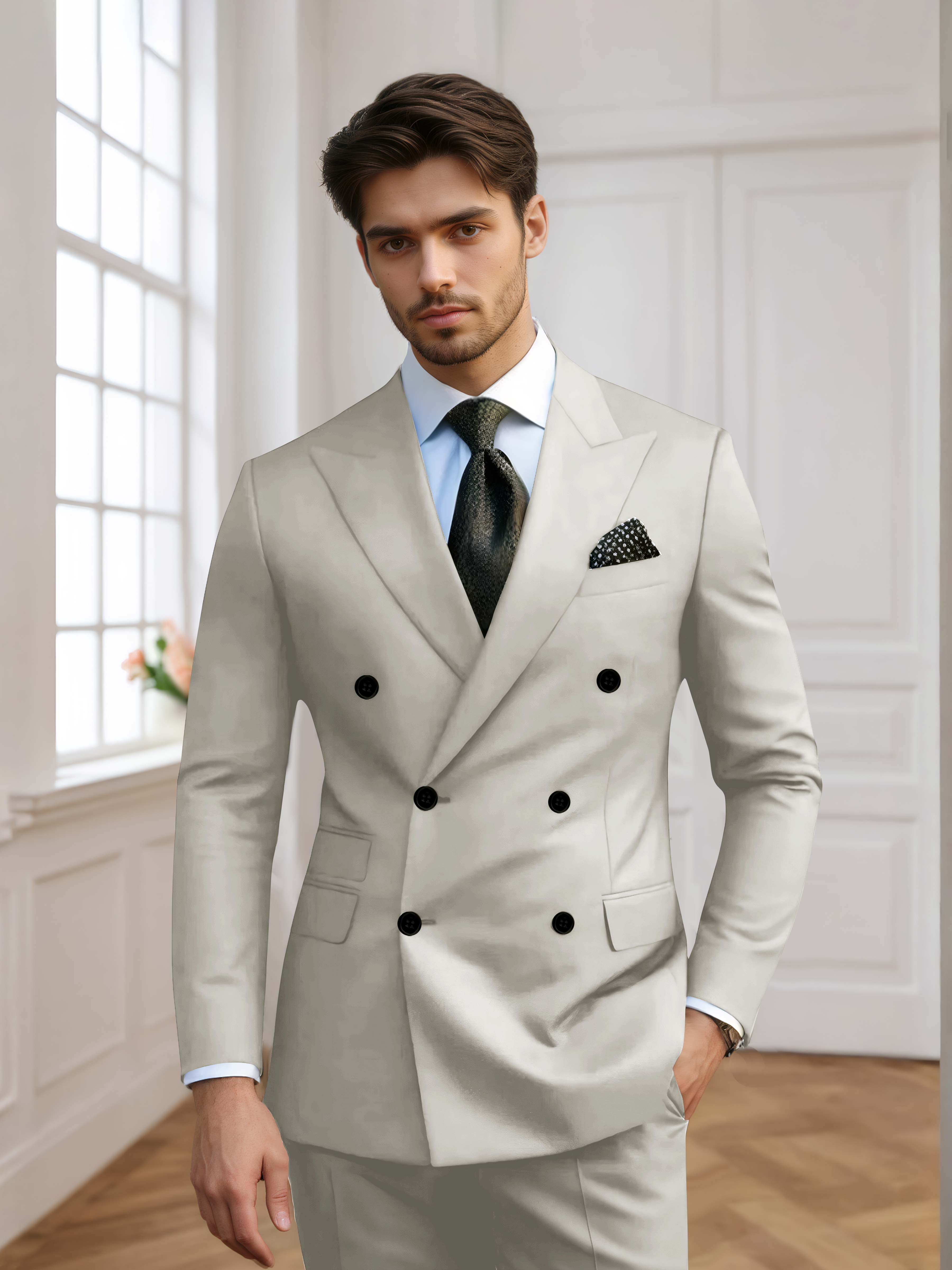Costume Homme De Mariage 2 Pièces À Double Boutonnage