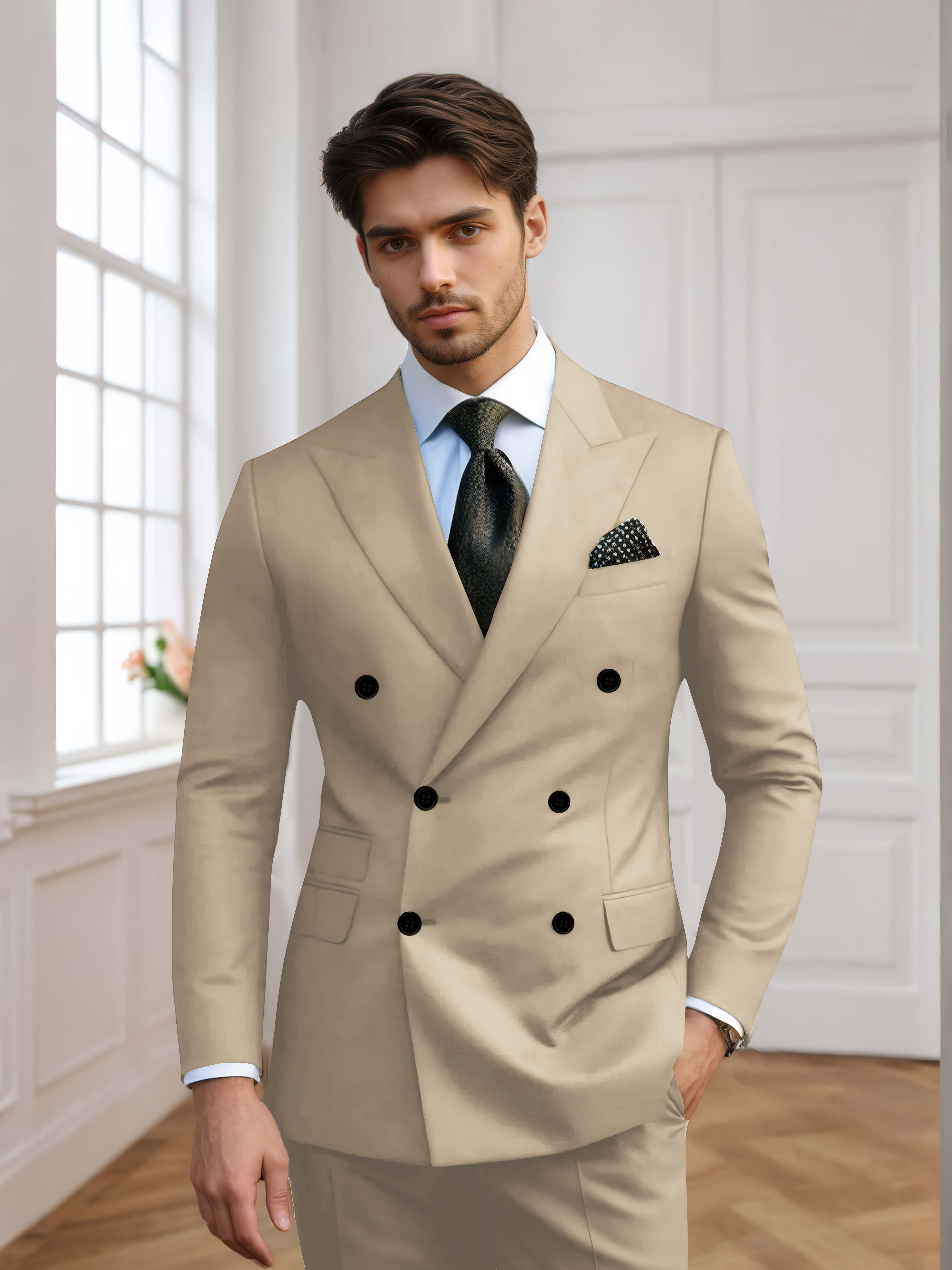 Costume Homme De Mariage 2 Pièces À Double Boutonnage