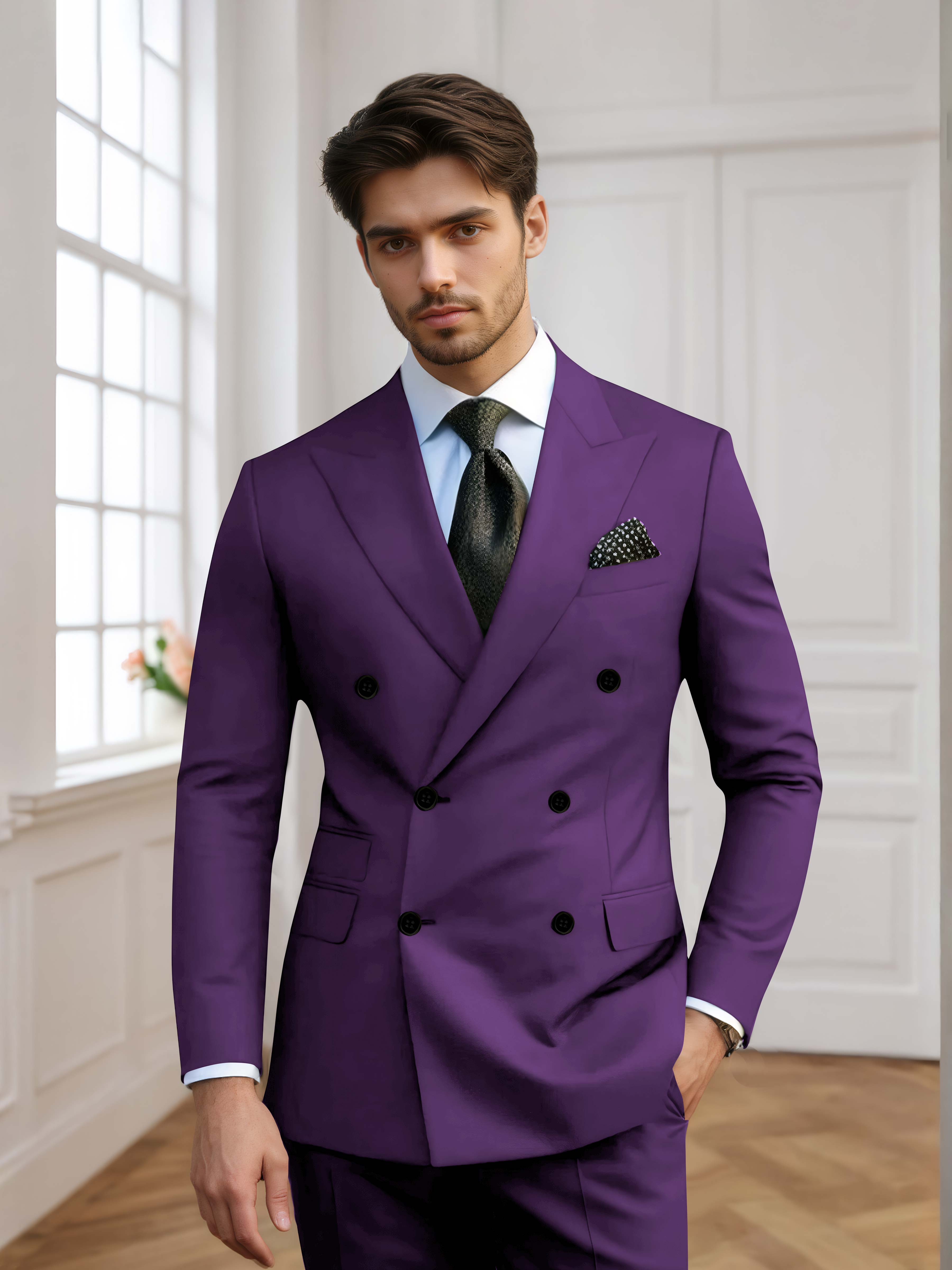 Costume Homme De Mariage 2 Pièces À Double Boutonnage