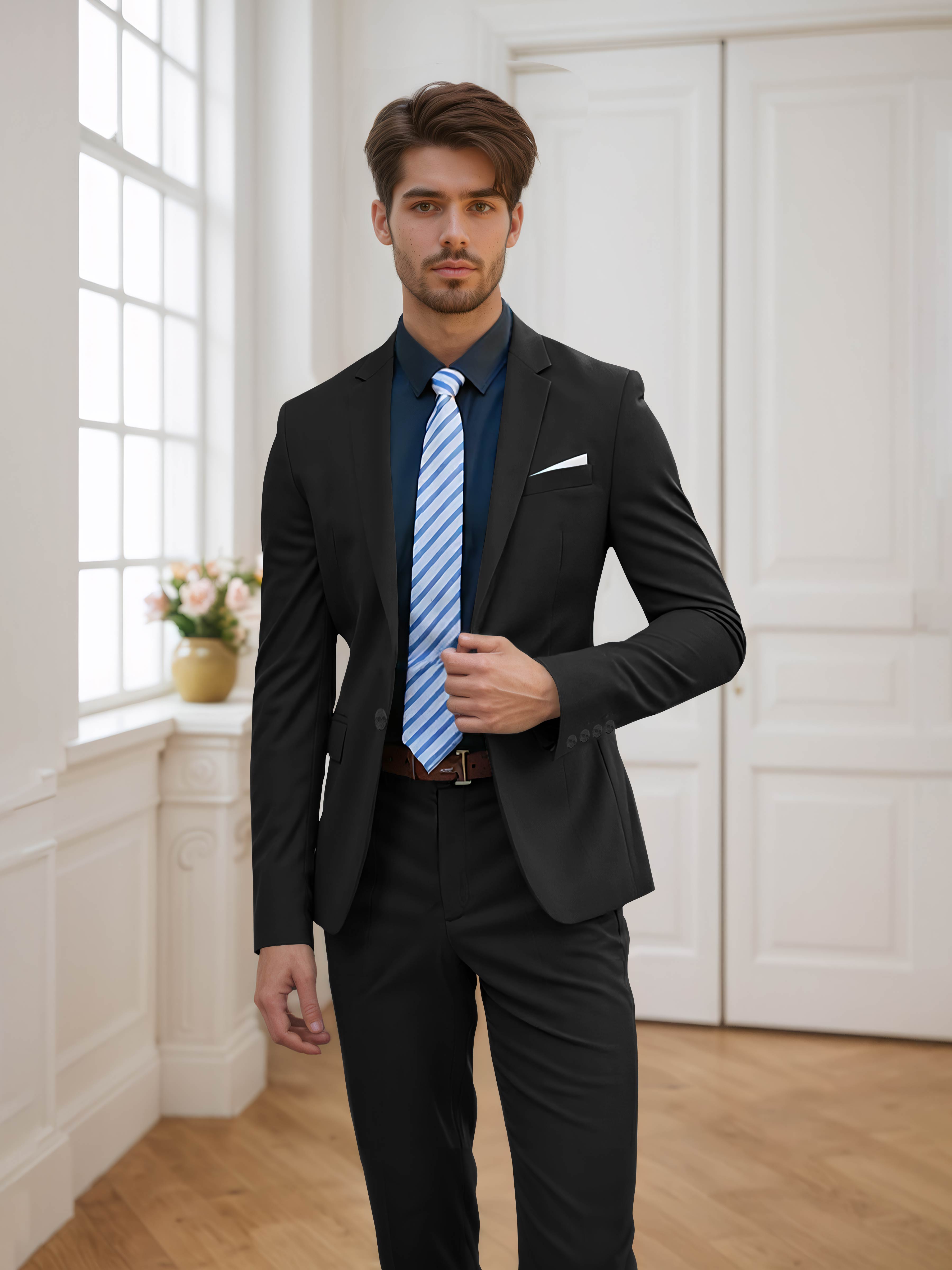 Costume Homme De Mariage 2 Pièces Ajusté À Un Bouton Uni