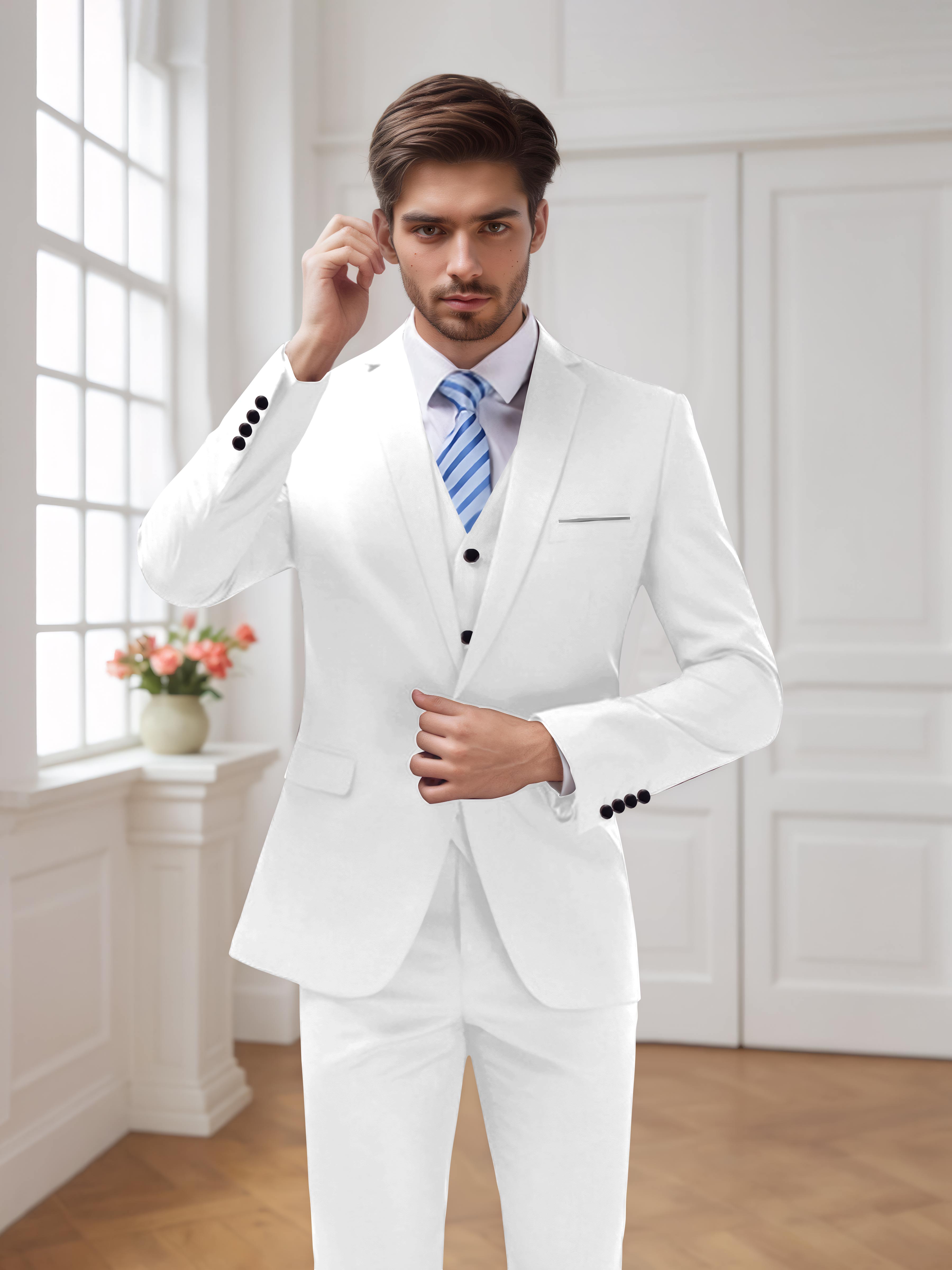Costume Homme De Mariage 3 Pièces À Un Bouton Moderne