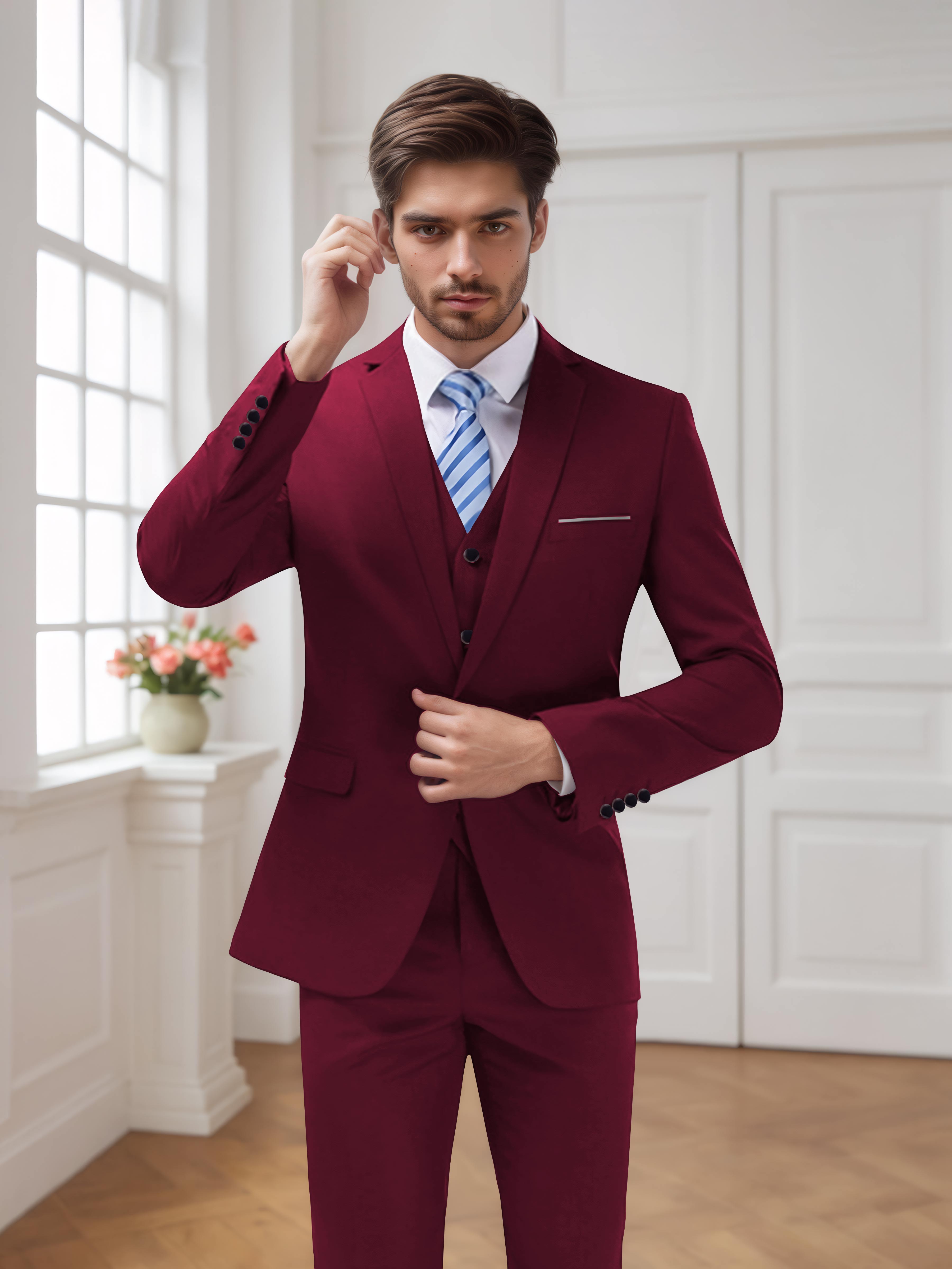 Costume Homme De Mariage 3 Pièces À Un Bouton Moderne