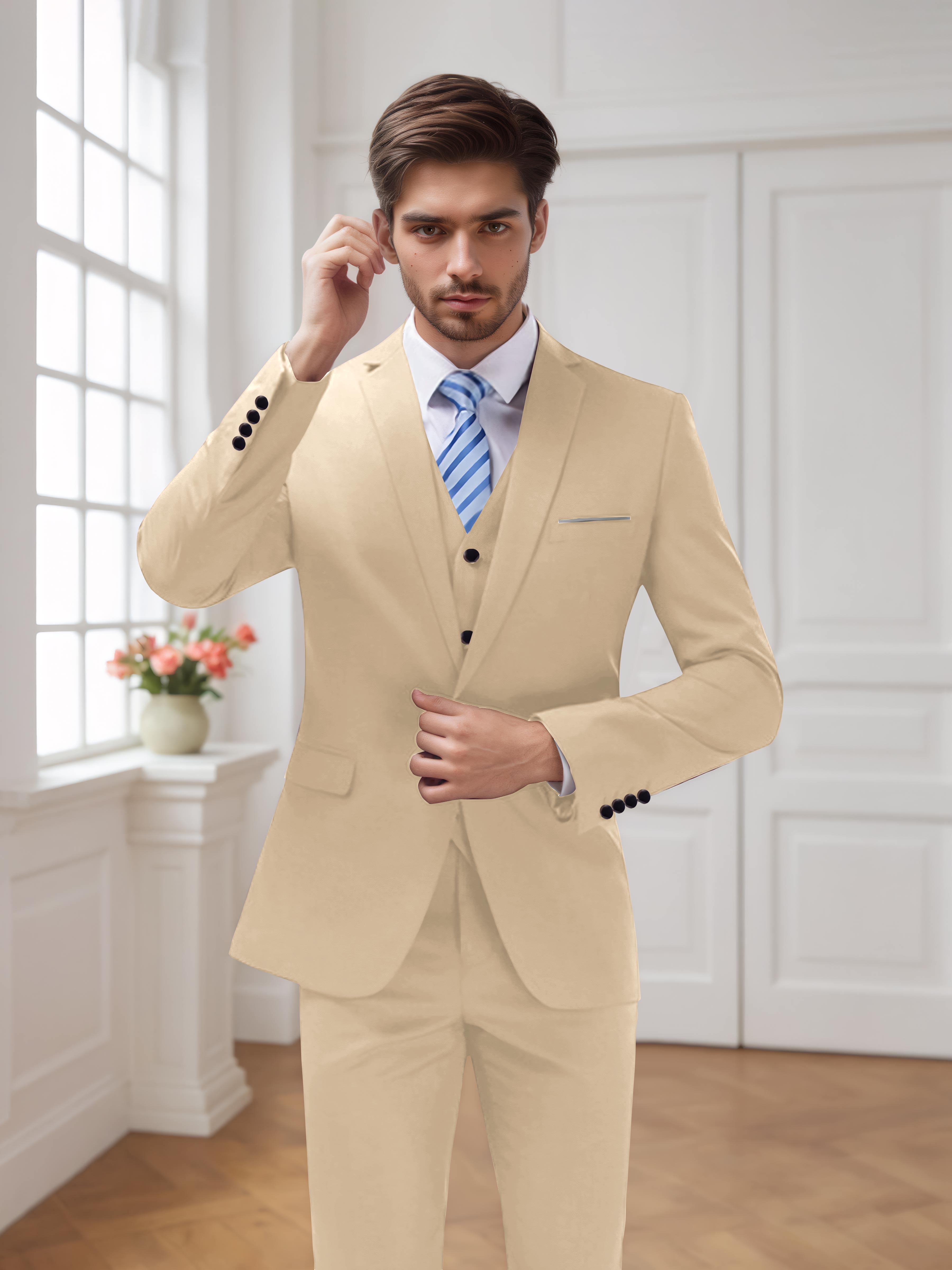 Costume Homme De Mariage 3 Pièces À Un Bouton Moderne