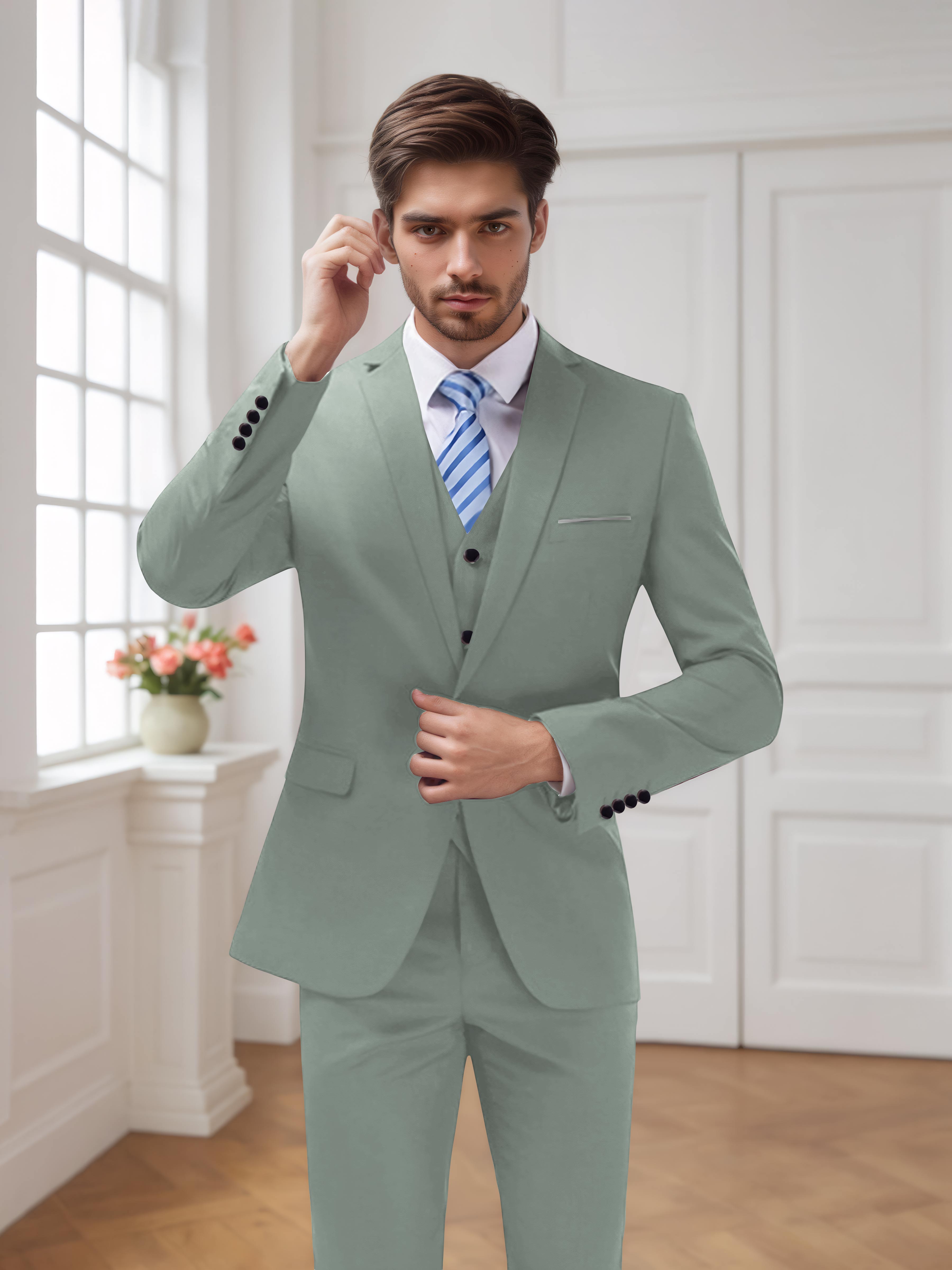 Costume Homme De Mariage 3 Pièces À Un Bouton Moderne