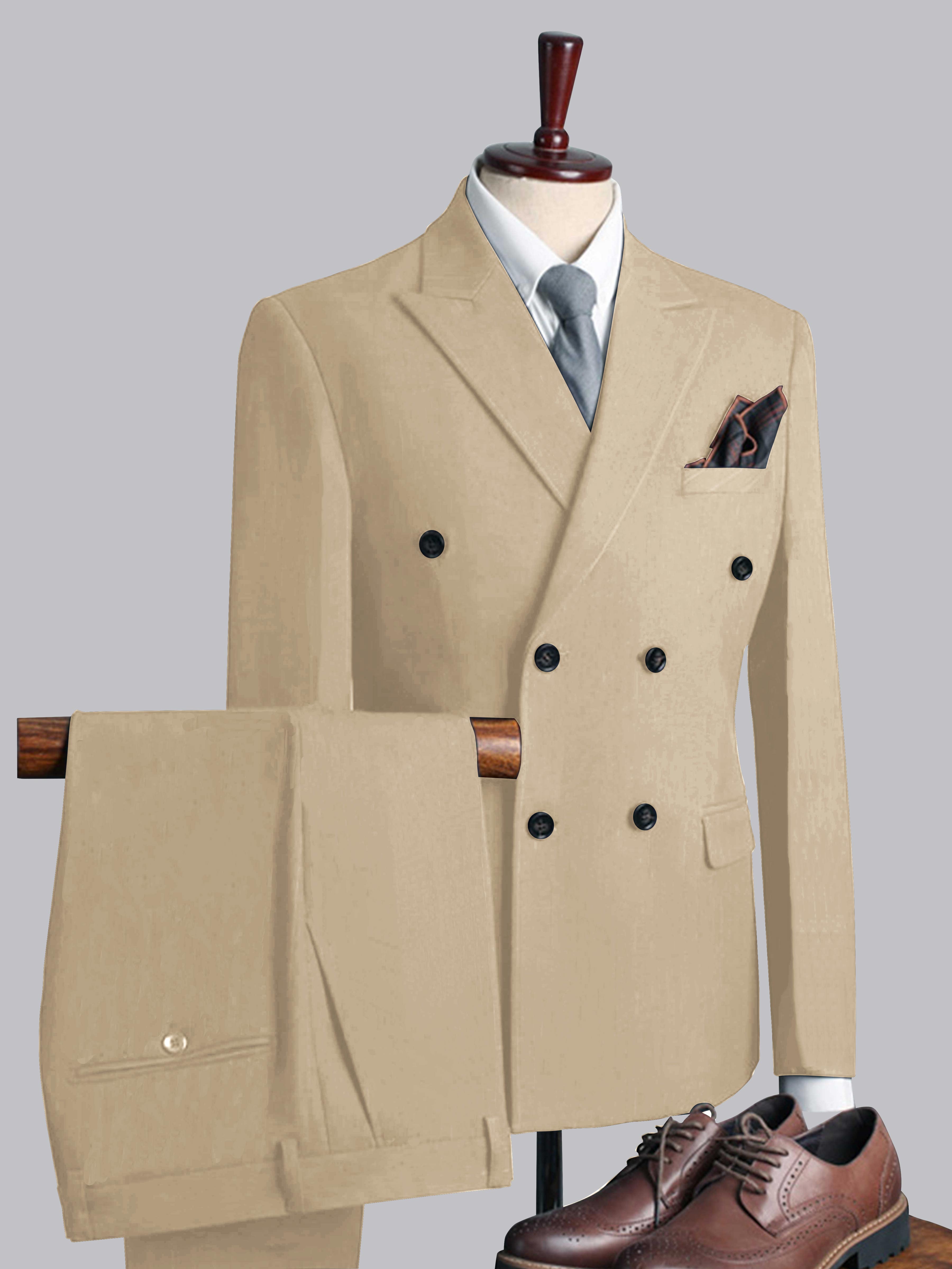 Costume Homme De Mariage 3 Pièces Décontractés À Double Boutonnage Uni