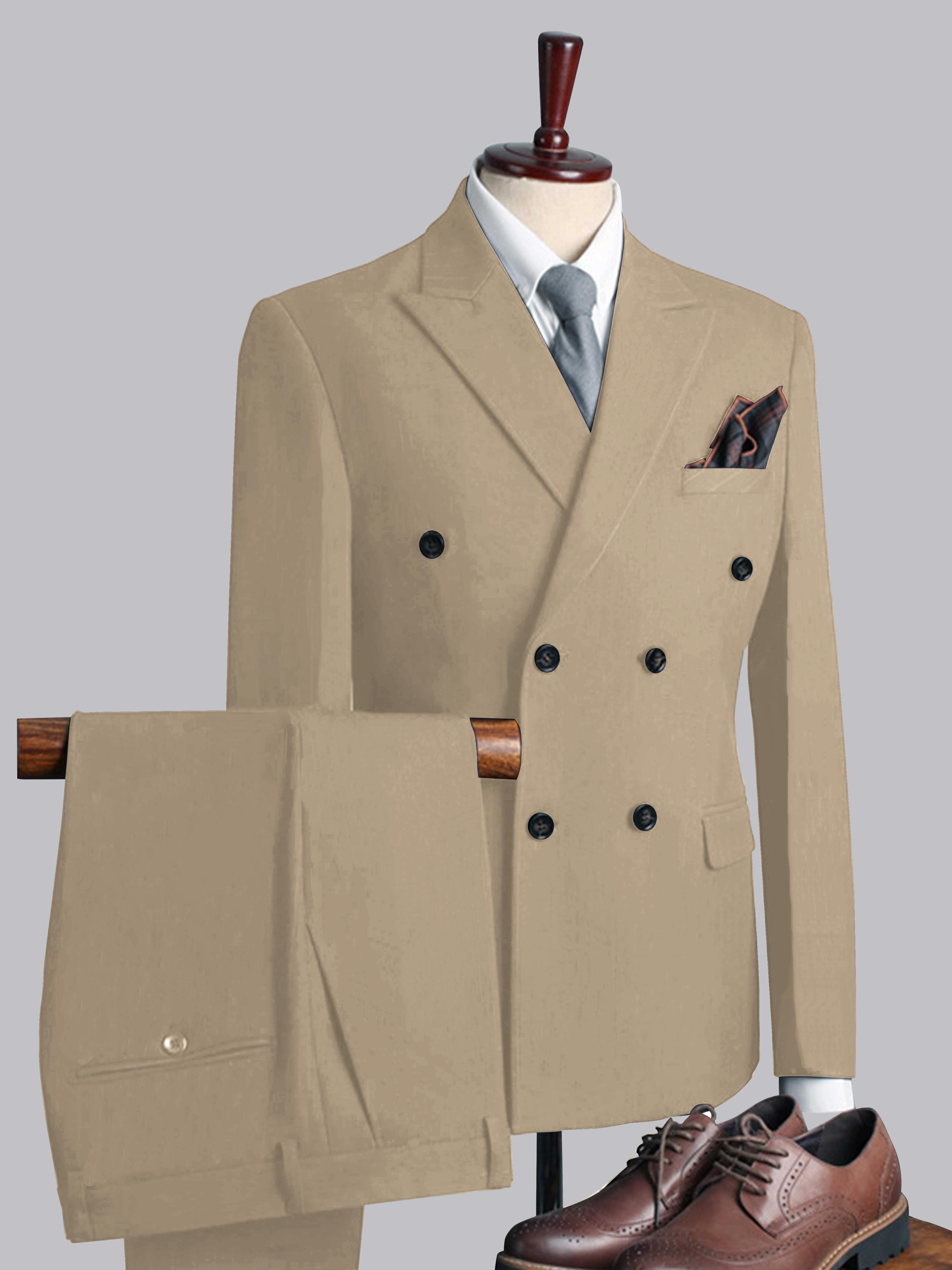 Costume Homme De Mariage 3 Pièces Décontractés À Double Boutonnage Uni