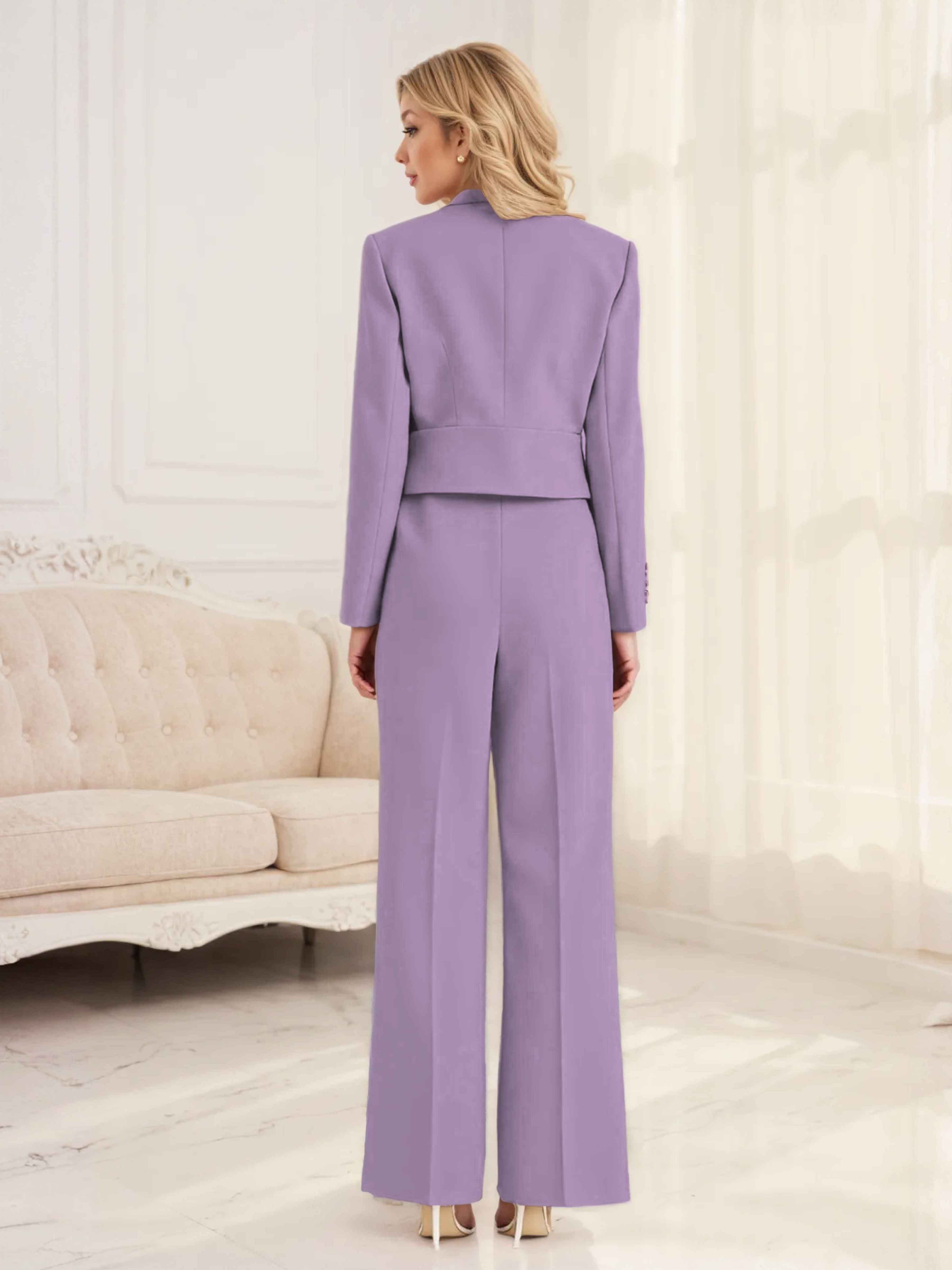 Costume Femme 2 Pièces À Élégante Revers Crantés Un Bouton