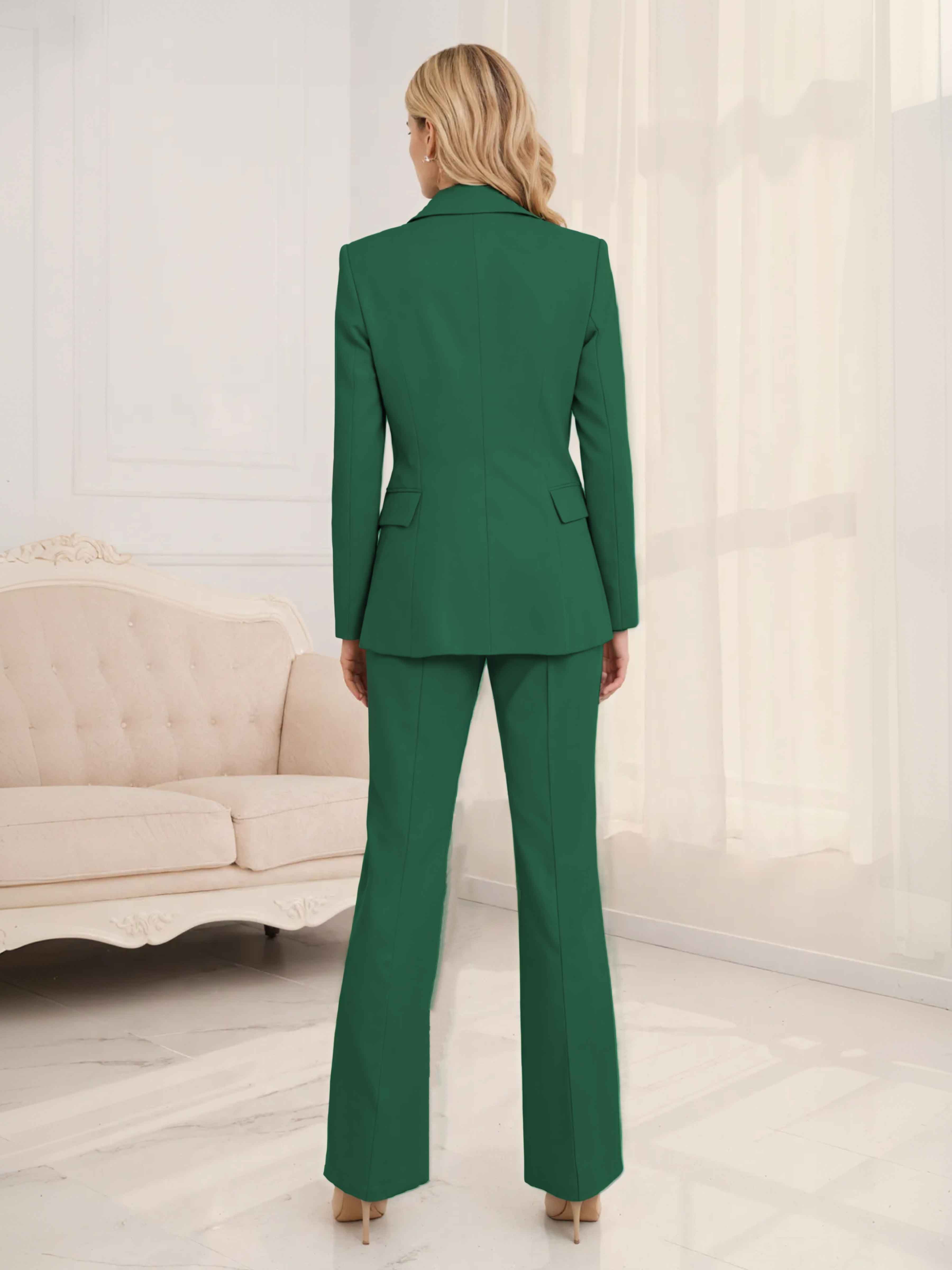 Costume Femme 2 Pièces À Uni Revers Crantés Un Bouton